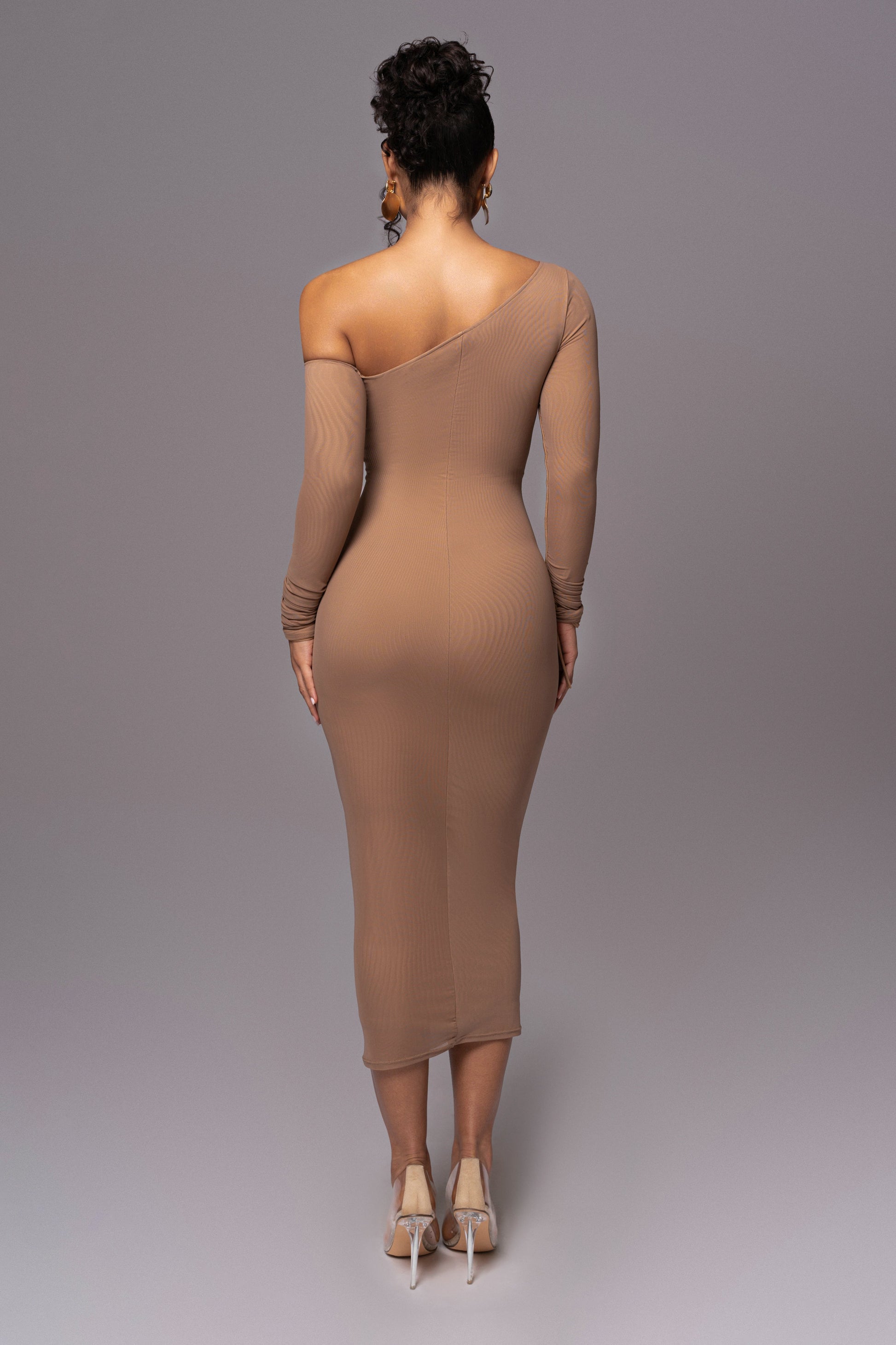 Beige Monika Midi Dress JLUXLABEL