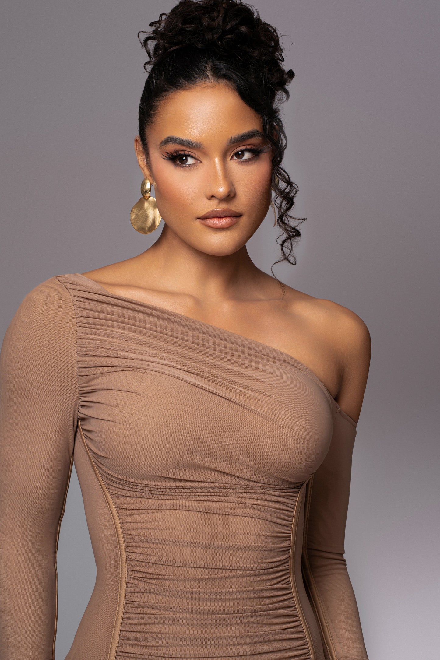 Beige Monika Midi Dress JLUXLABEL