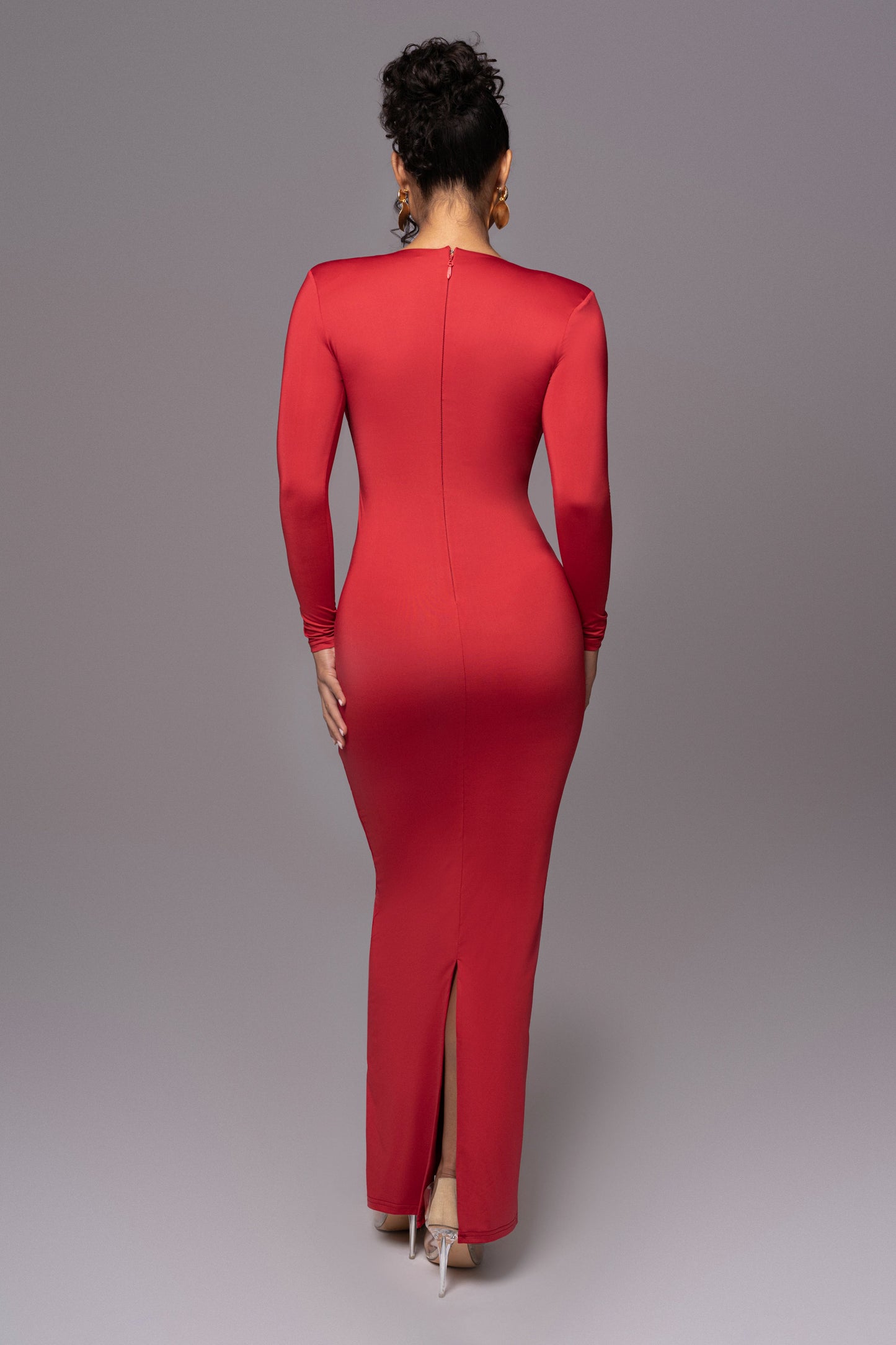 Red Rowan Plunge Maxi Dress JLUXLABEL