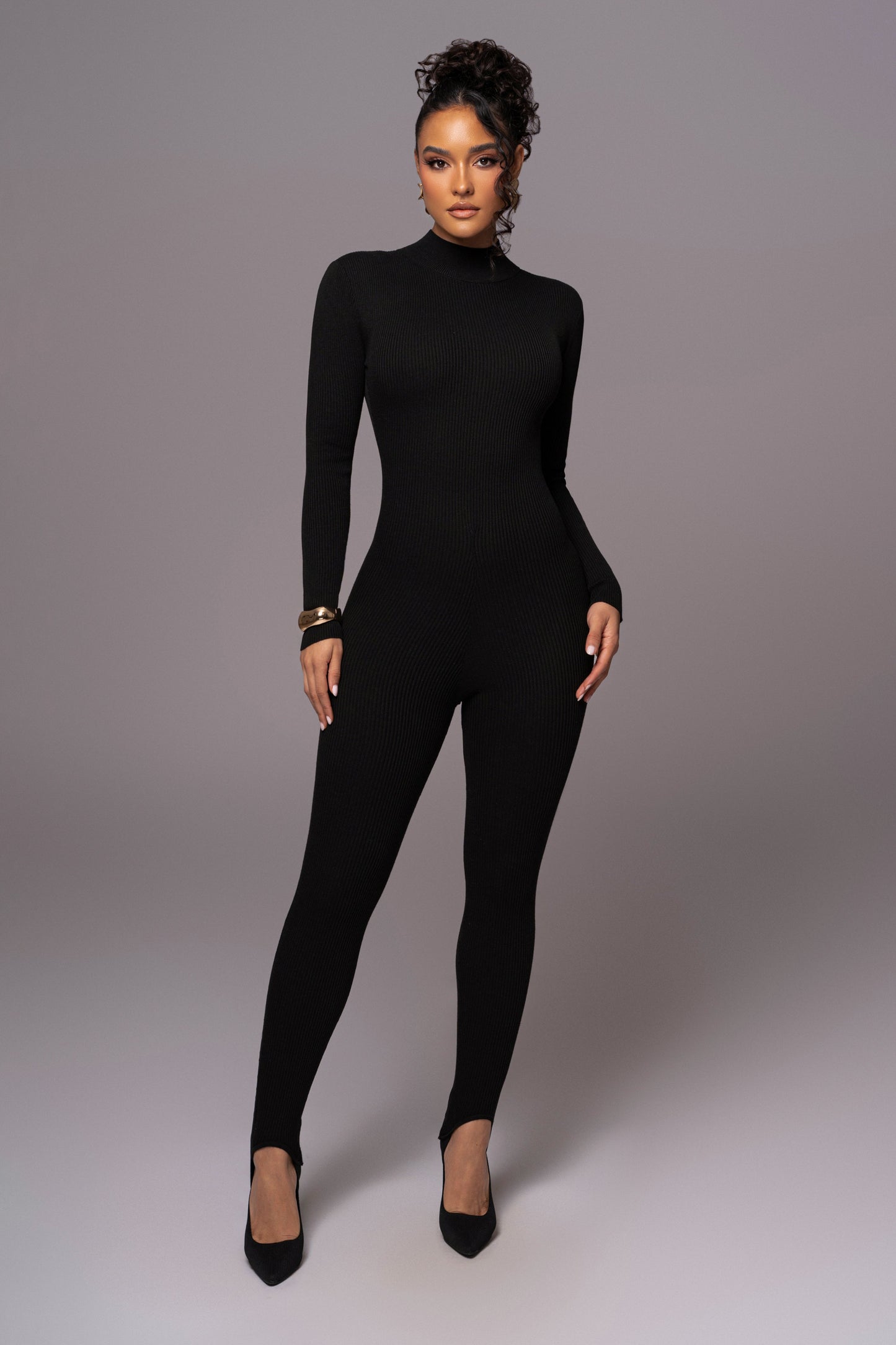 Black Minna Mock Neck Jumpsuit JLUXLABEL