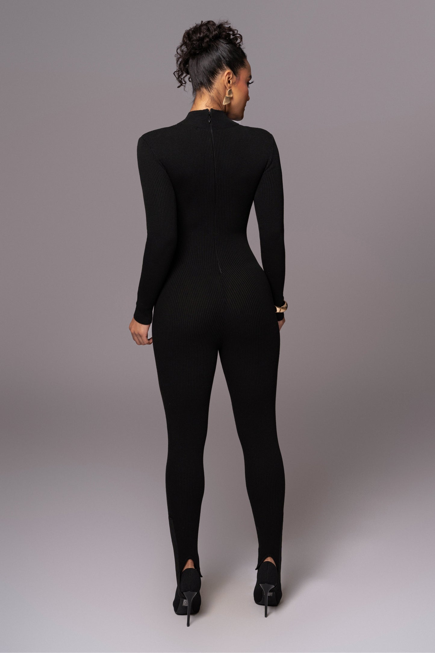 Black Minna Mock Neck Jumpsuit JLUXLABEL