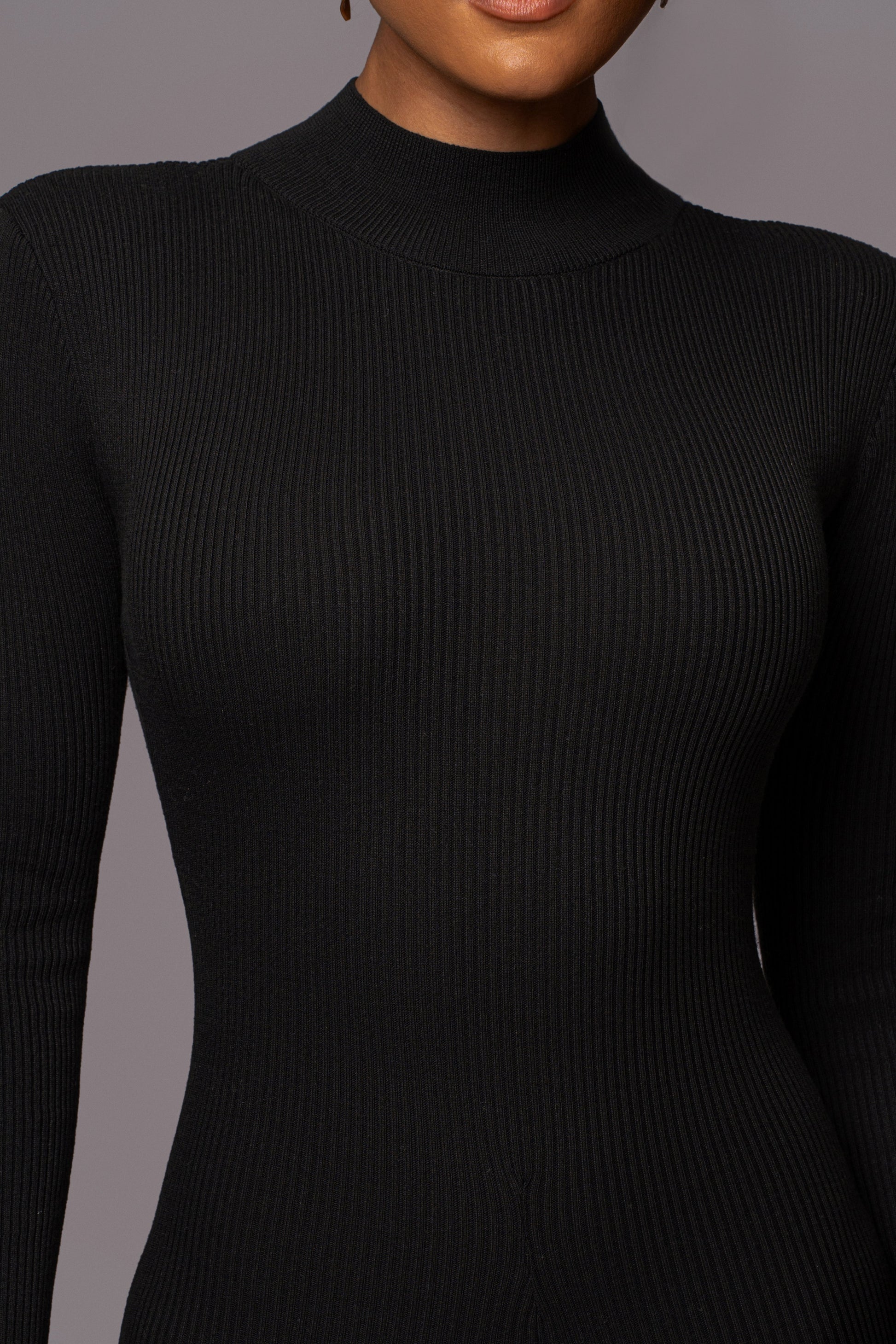 Black Minna Mock Neck Jumpsuit JLUXLABEL