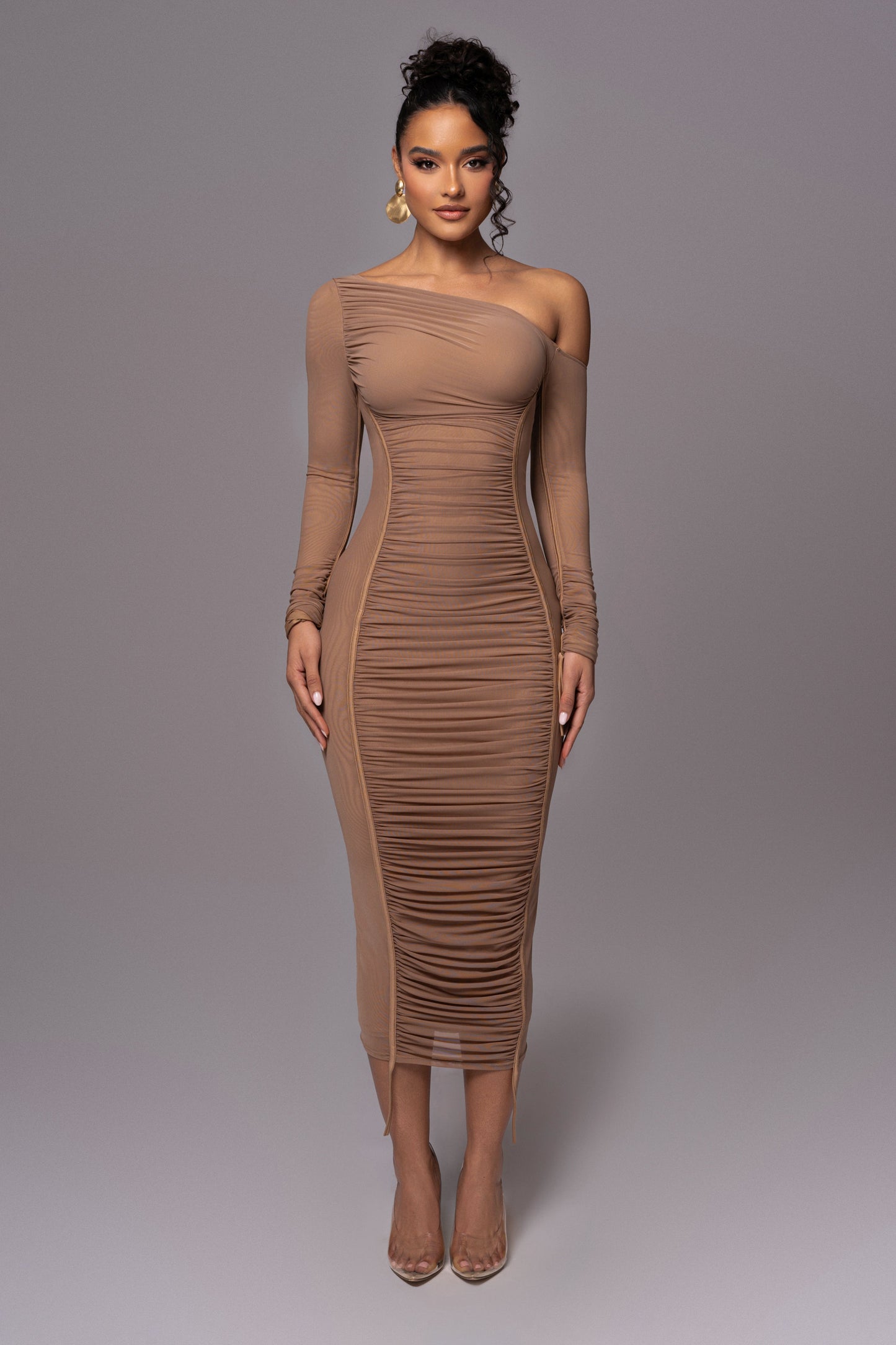 Beige Monika Midi Dress JLUXLABEL