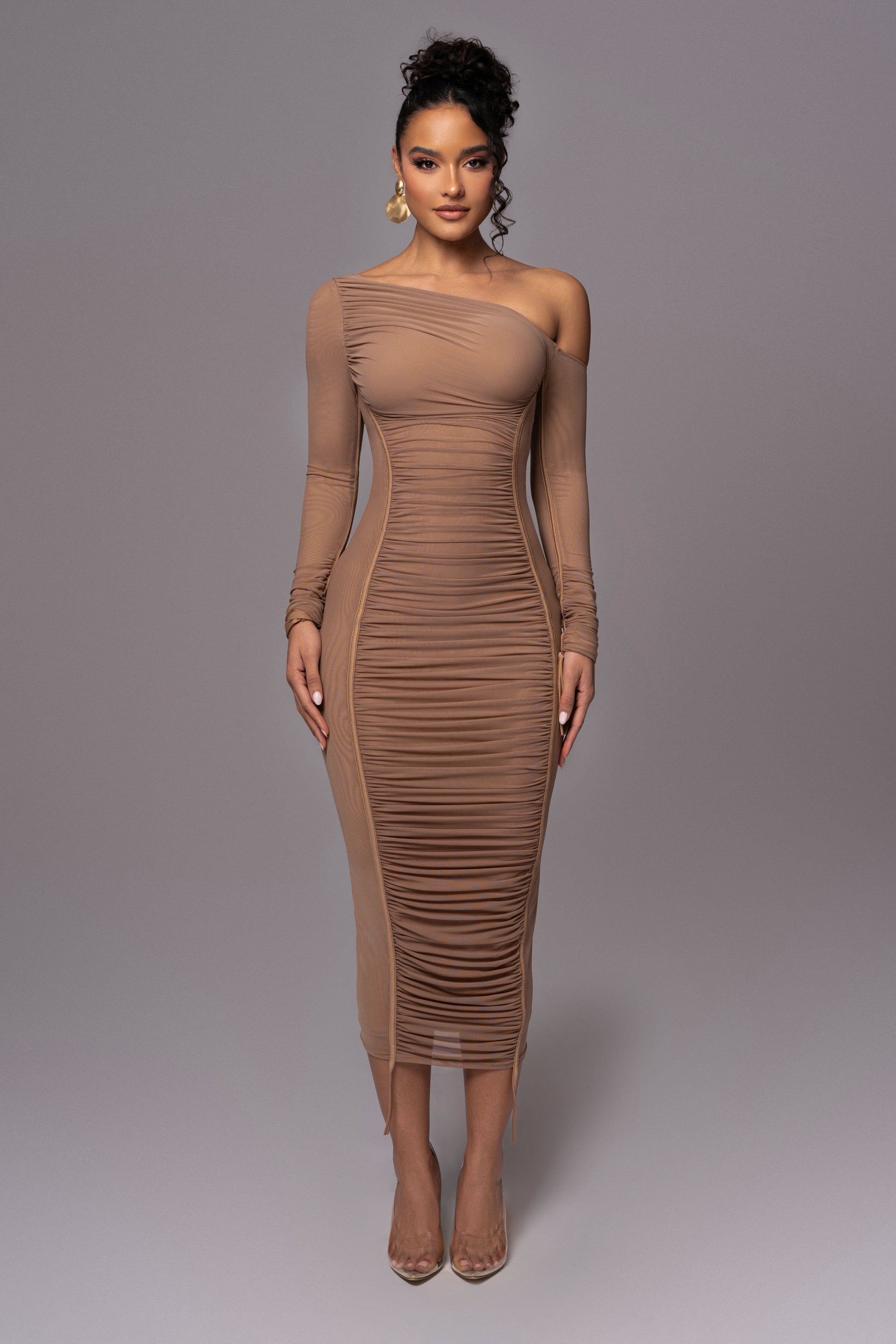 Beige Monika Midi Dress JLUXLABEL