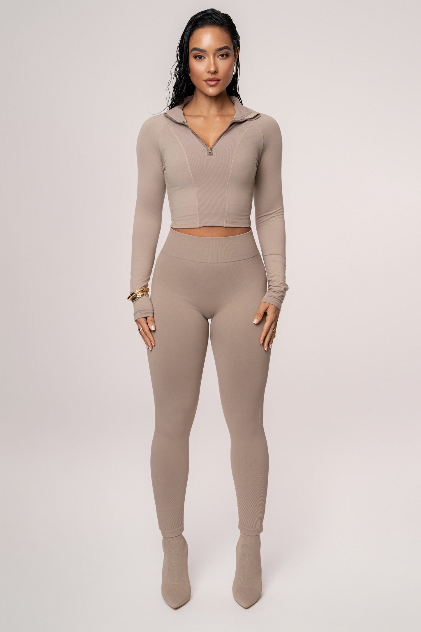 Beige Momentum Ribbed Top JLUXLABEL