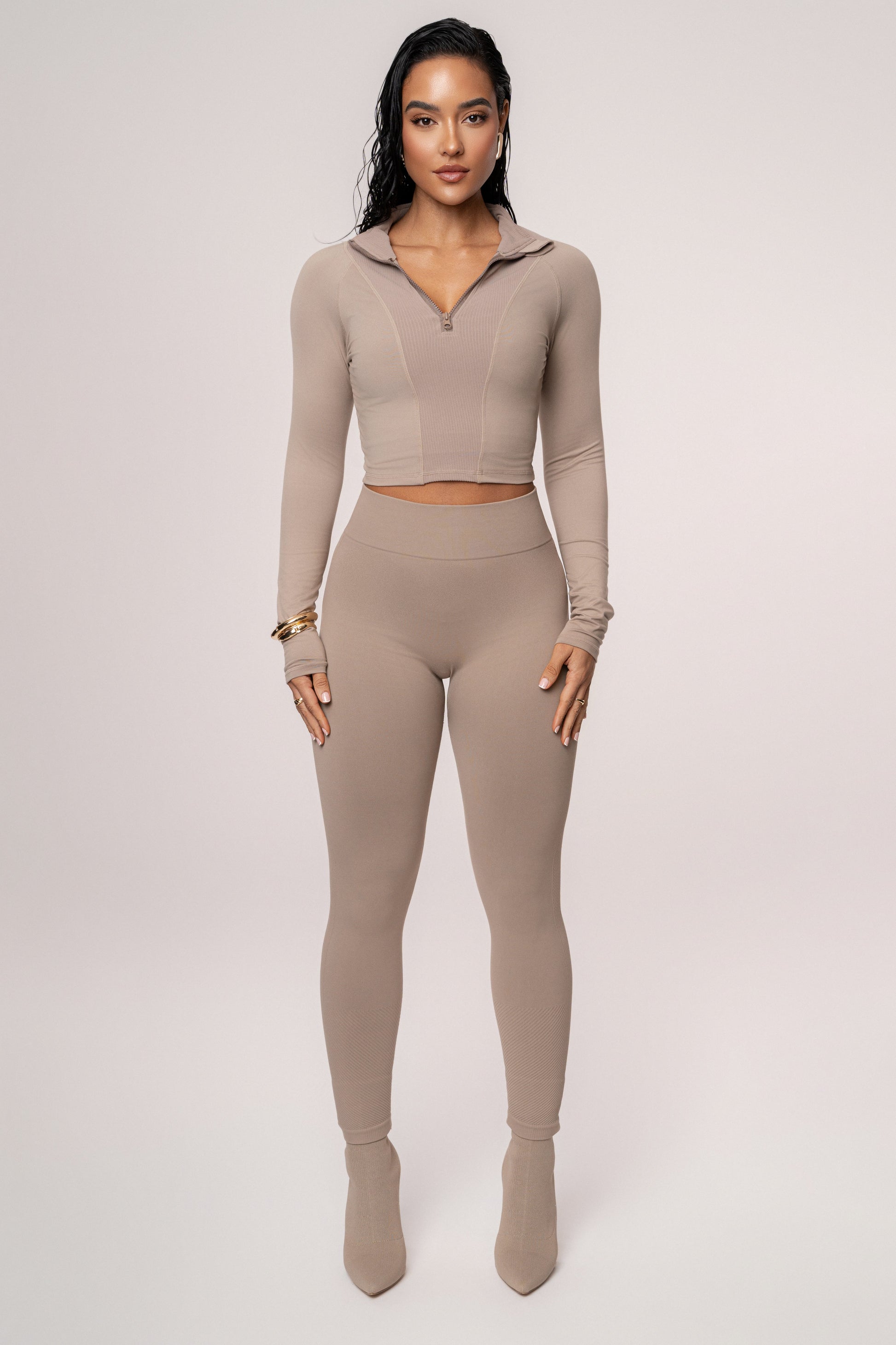 Beige Momentum Ribbed Top JLUXLABEL