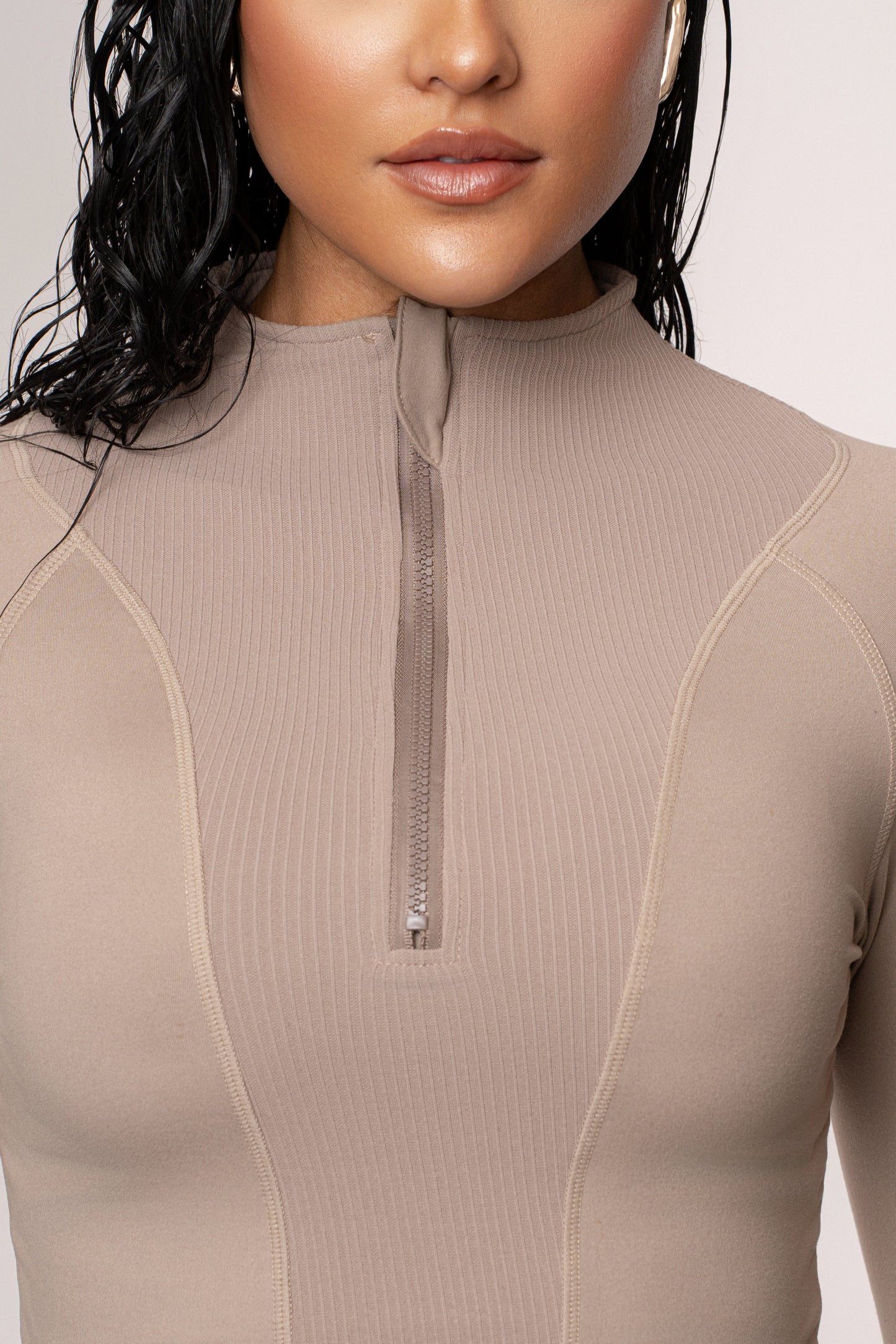 Beige Momentum Ribbed Top JLUXLABEL