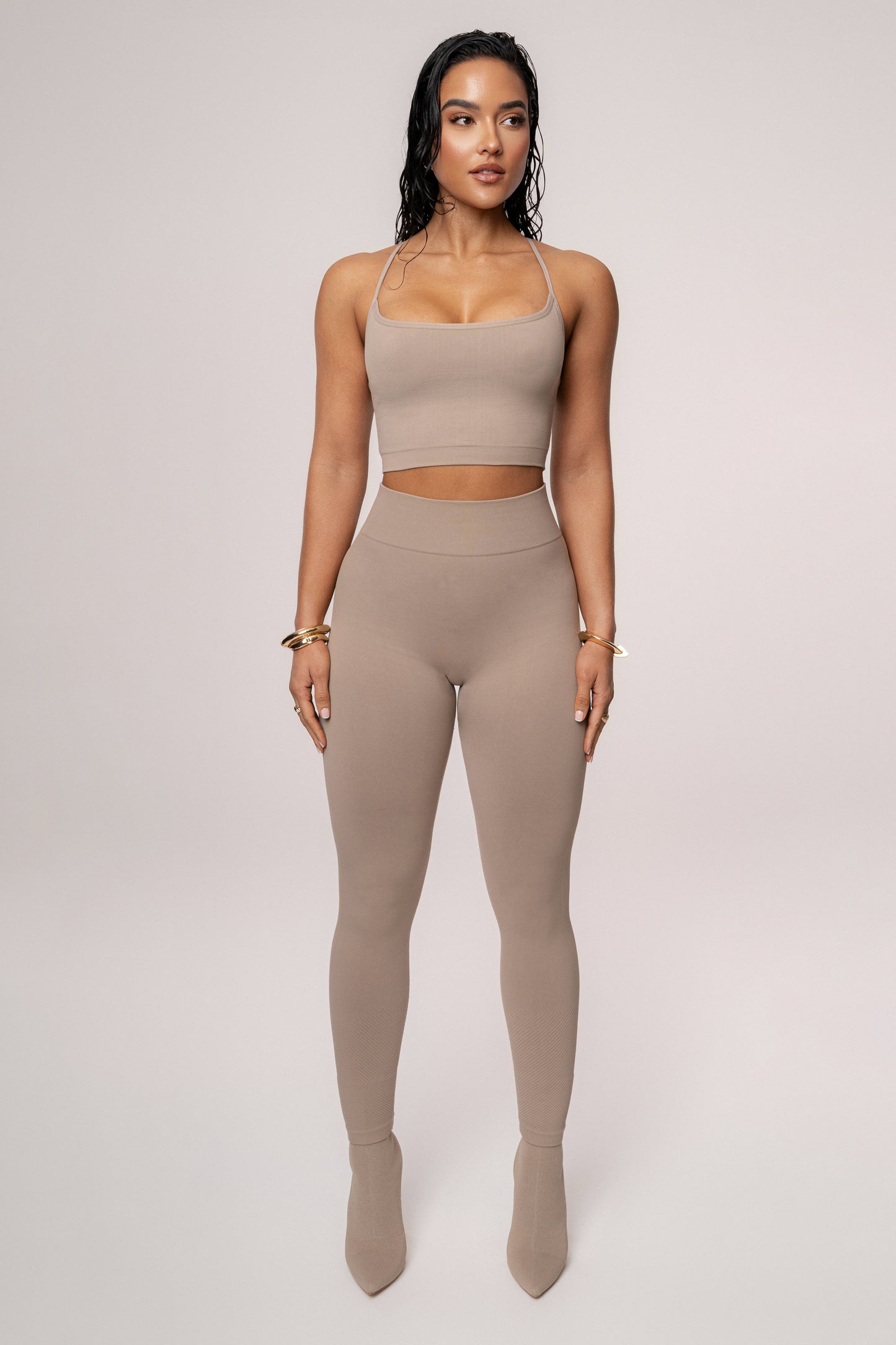 Beige Balance High Rise Leggings JLUXLABEL