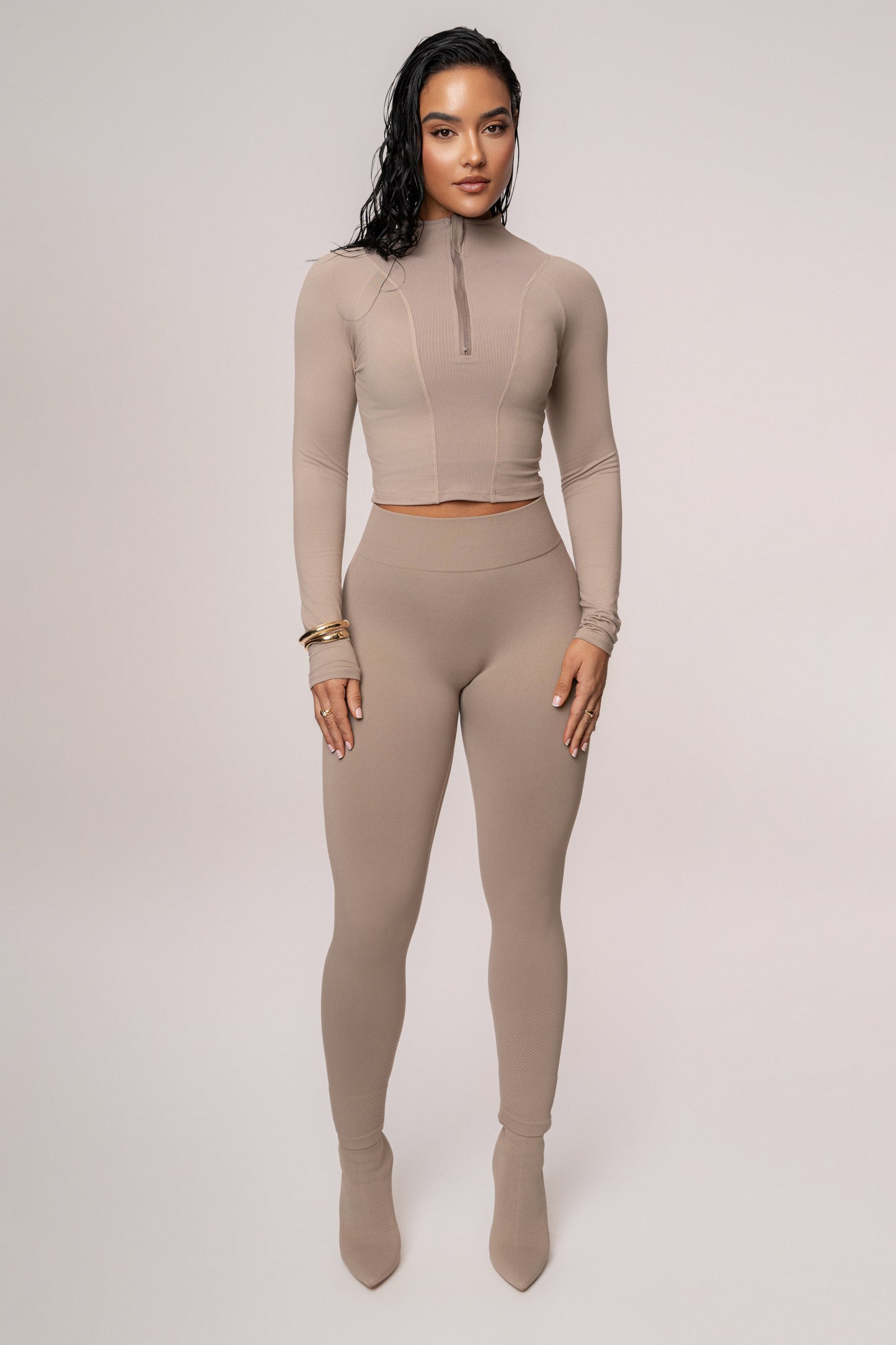 Beige Momentum Ribbed Top JLUXLABEL