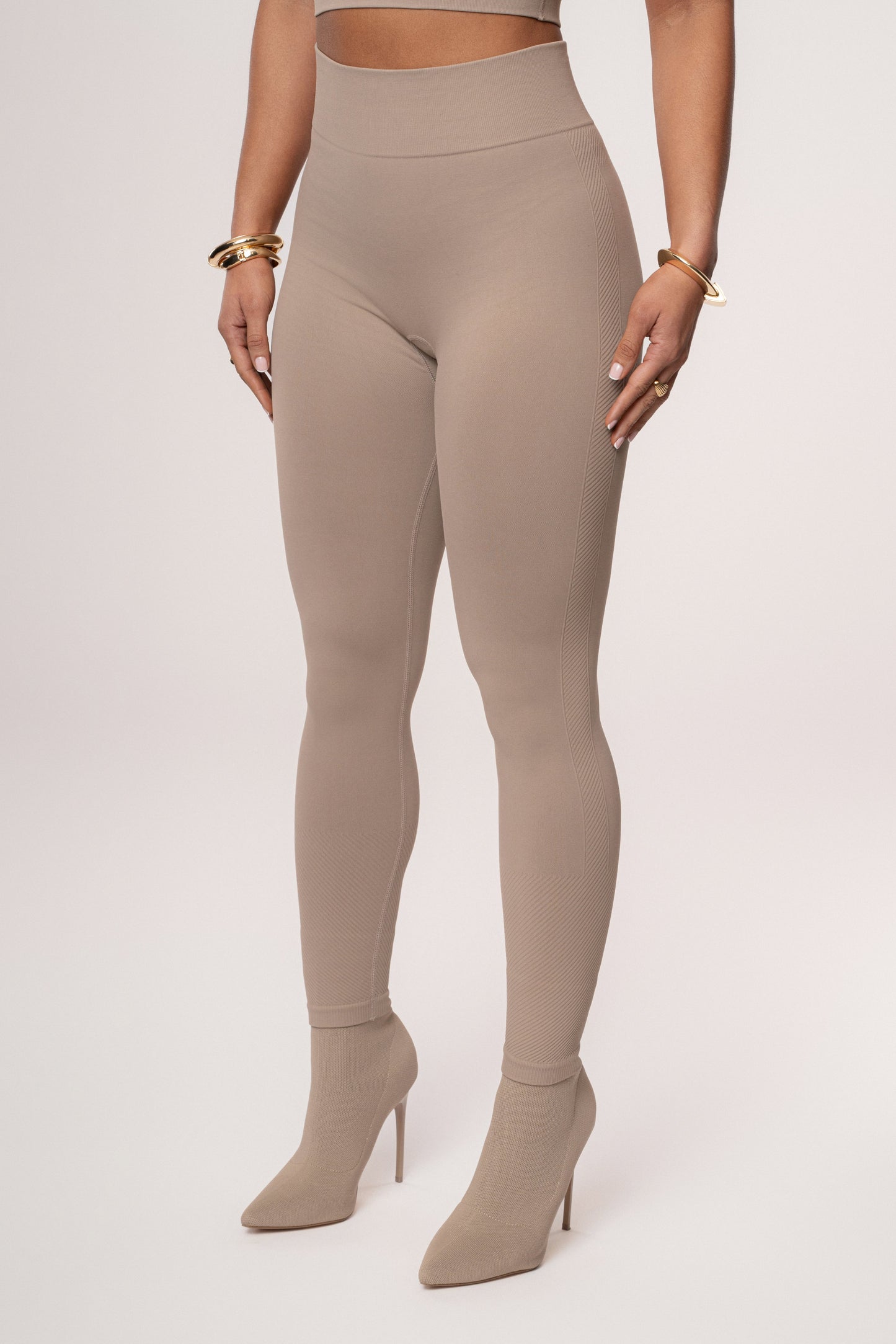Beige Balance High Rise Leggings JLUXLABEL