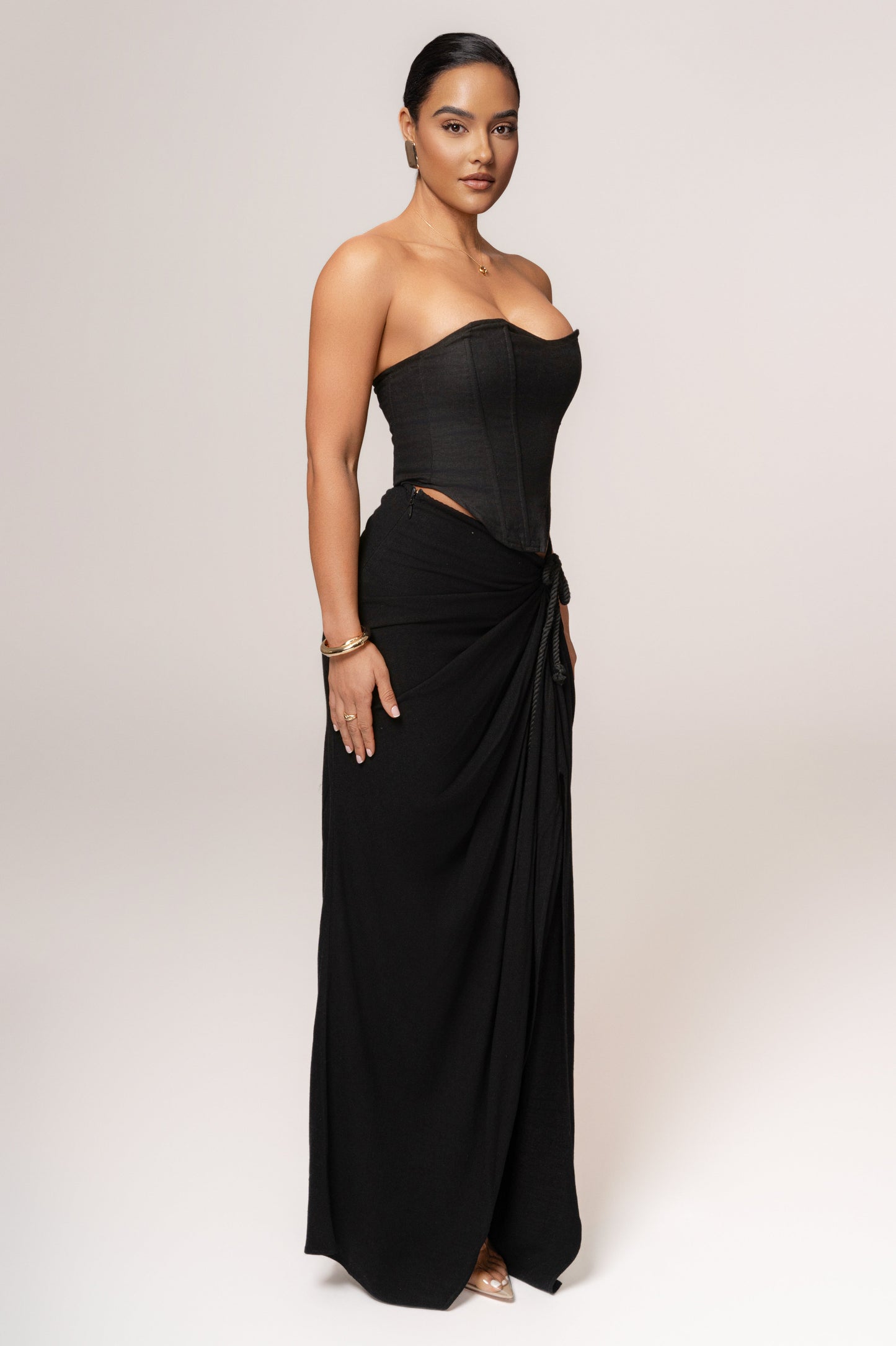 Black New Obsession Draped Top JLUXLABEL