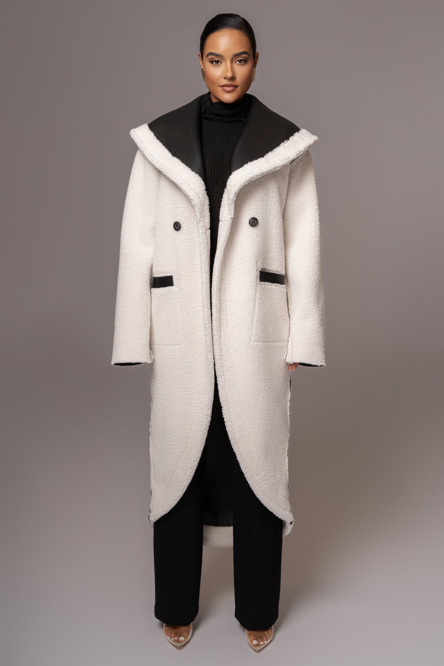Black Jaida Reversible Teddy Coat JLUXLABEL