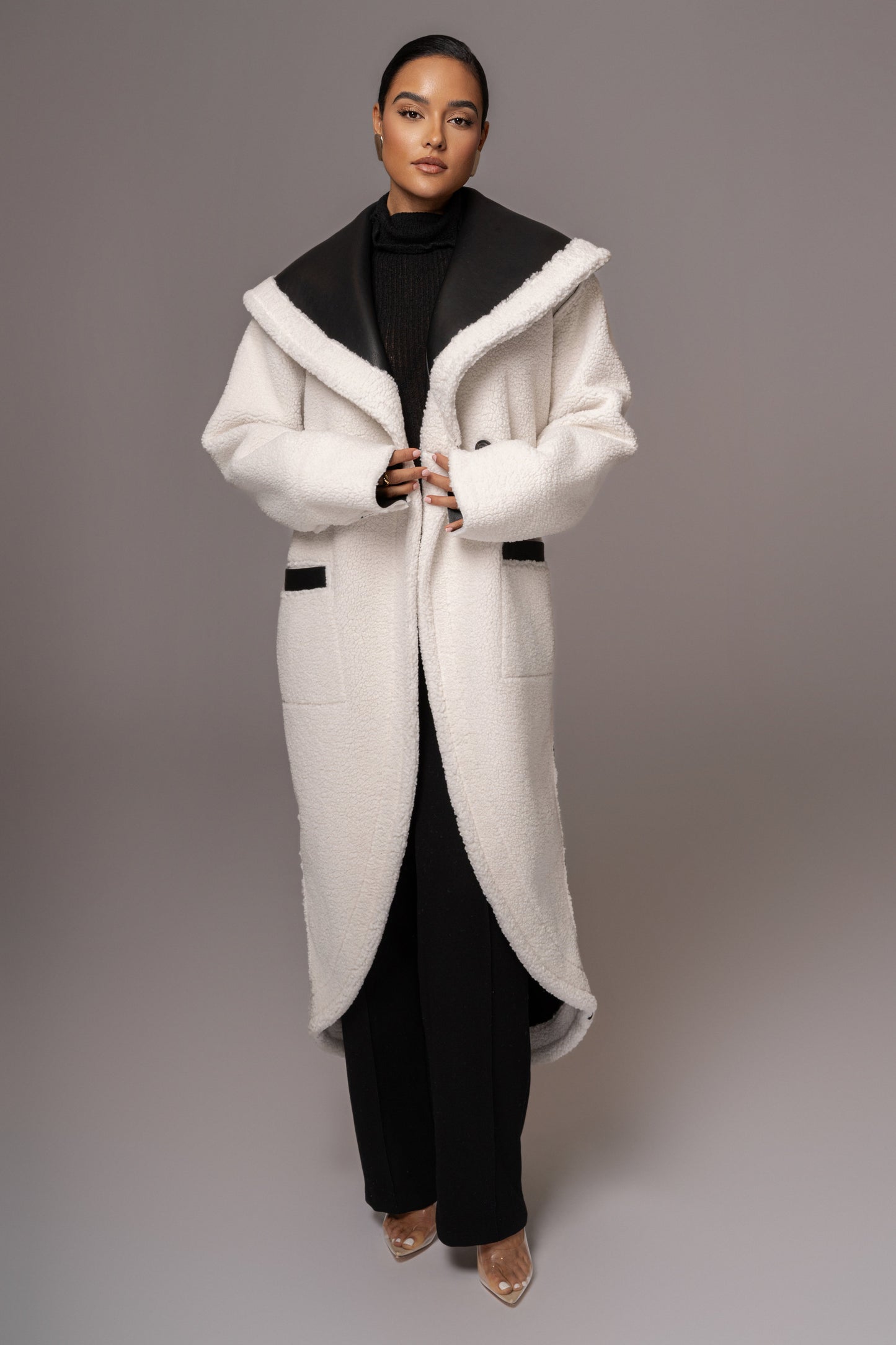 Black Jaida Reversible Teddy Coat JLUXLABEL