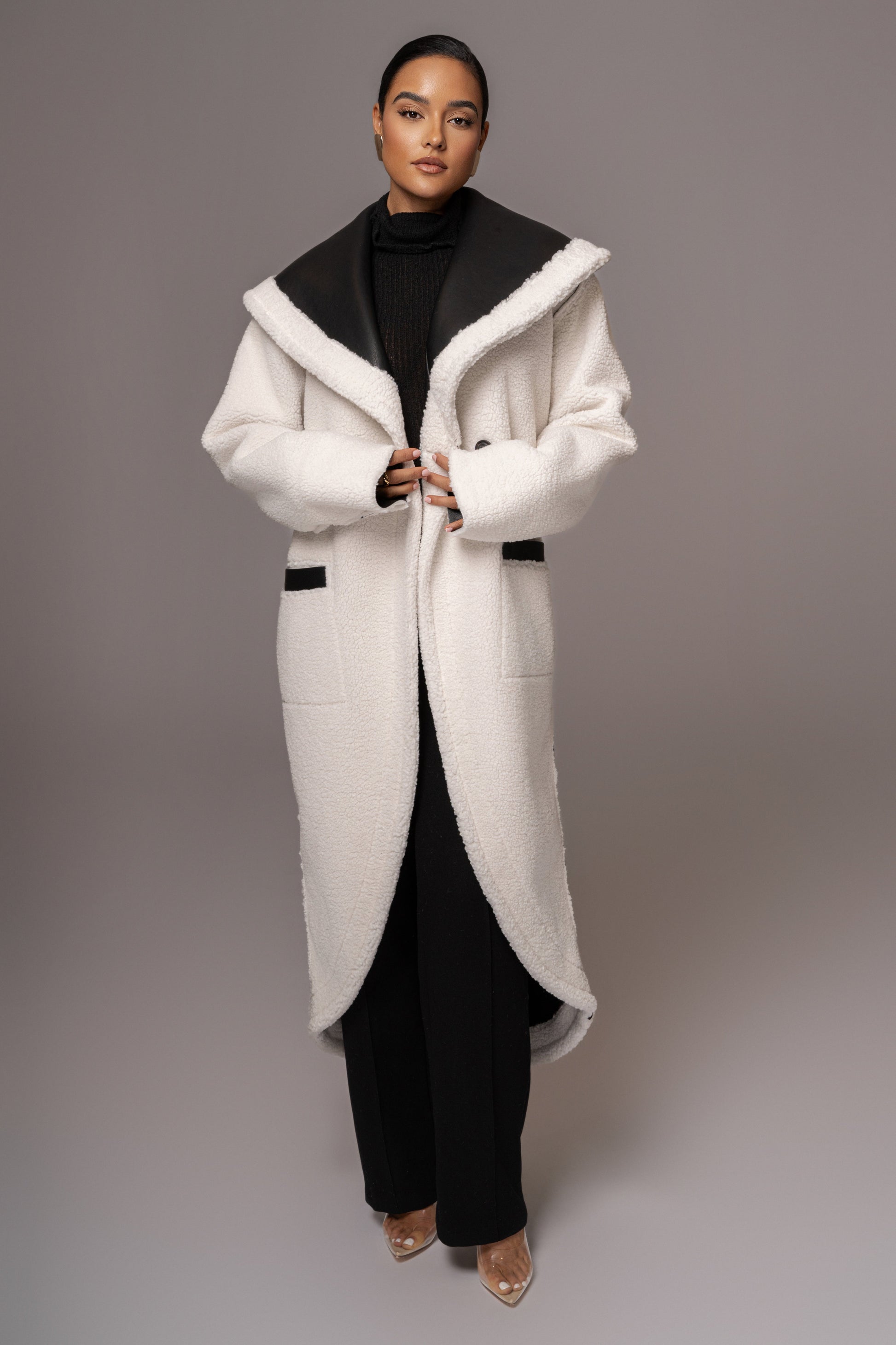 Black Jaida Reversible Teddy Coat JLUXLABEL