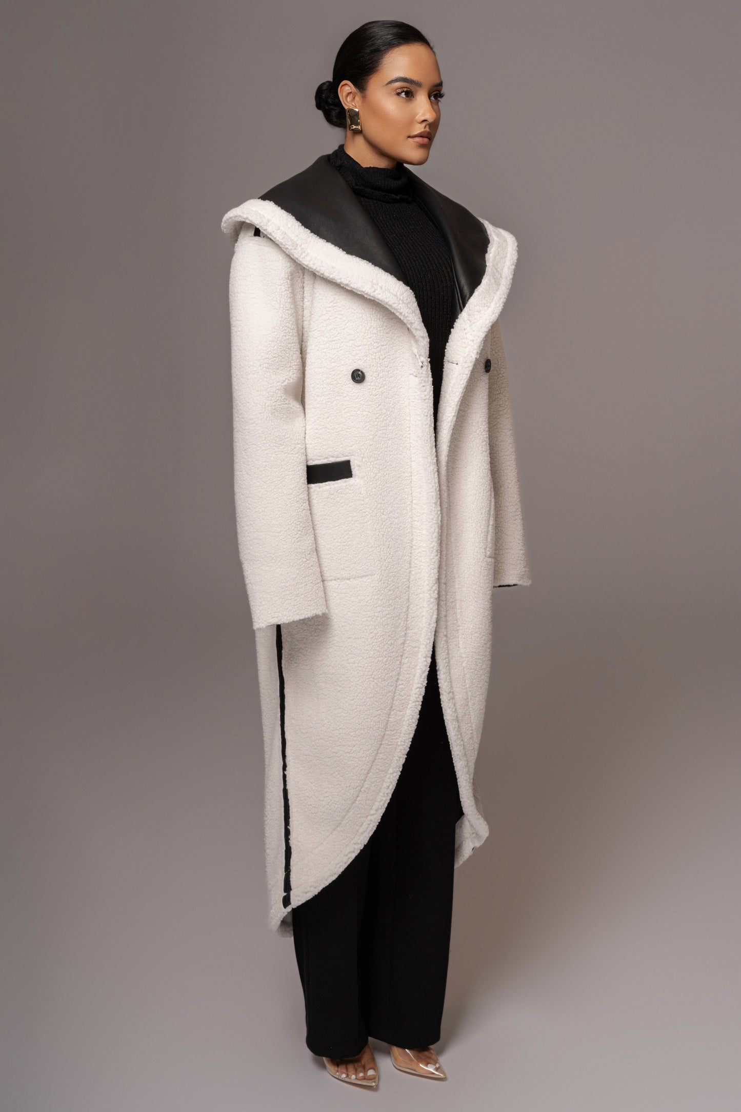 Black Jaida Reversible Teddy Coat JLUXLABEL