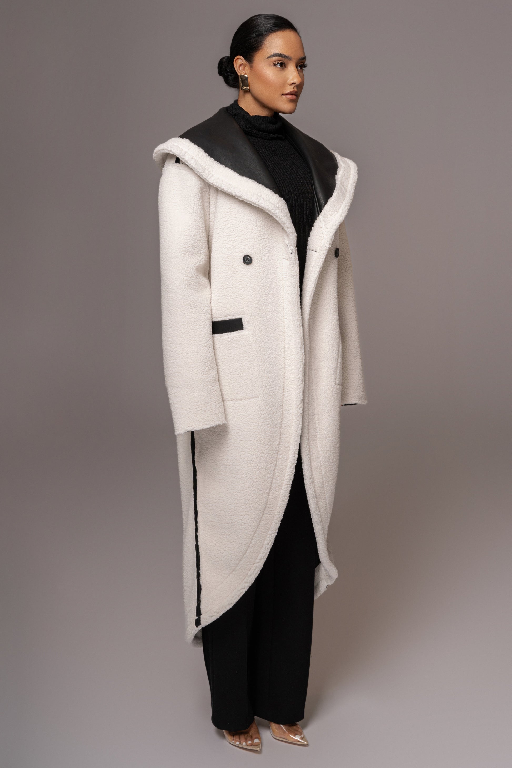 Black Jaida Reversible Teddy Coat JLUXLABEL