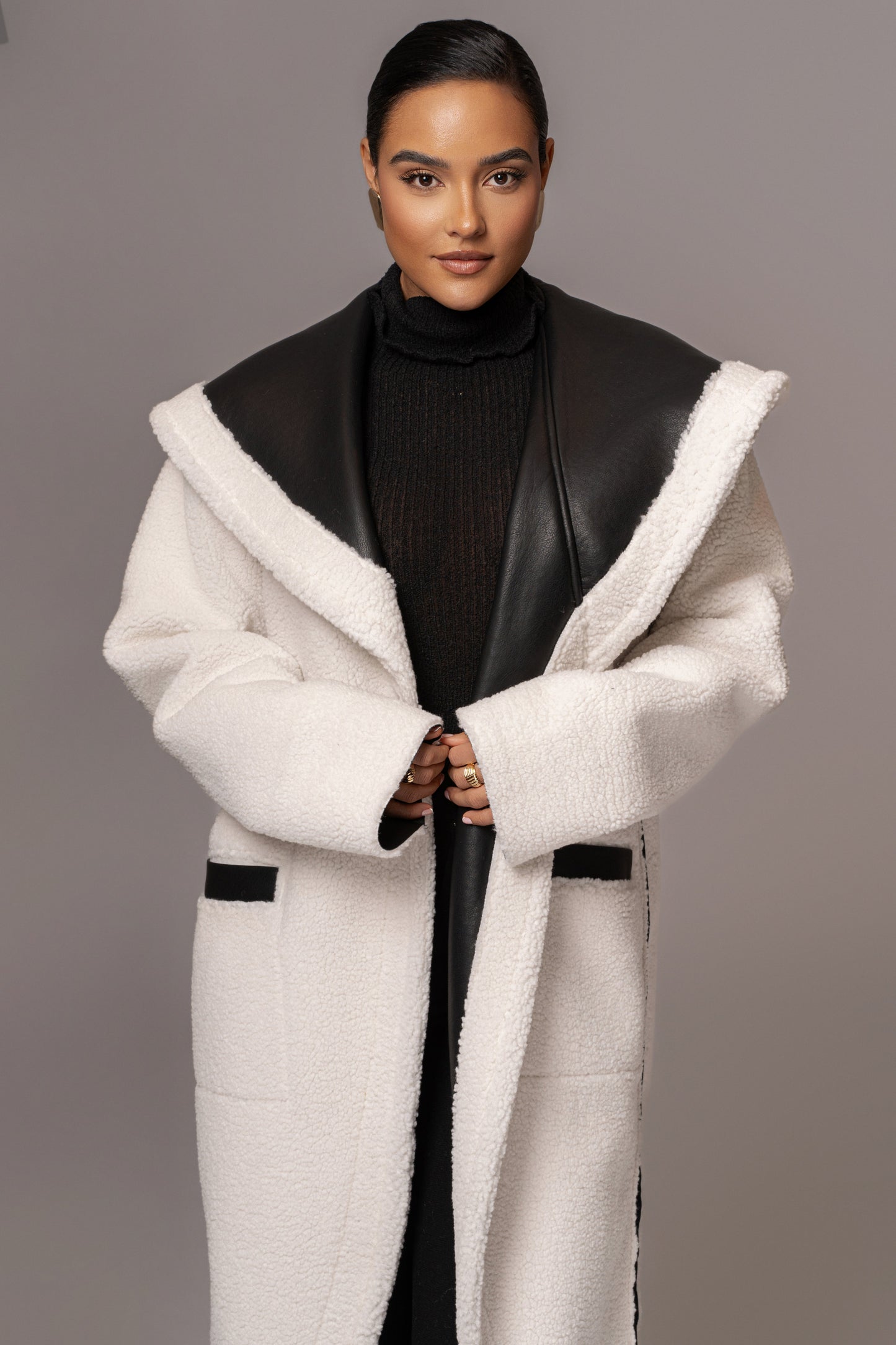Black Jaida Reversible Teddy Coat JLUXLABEL