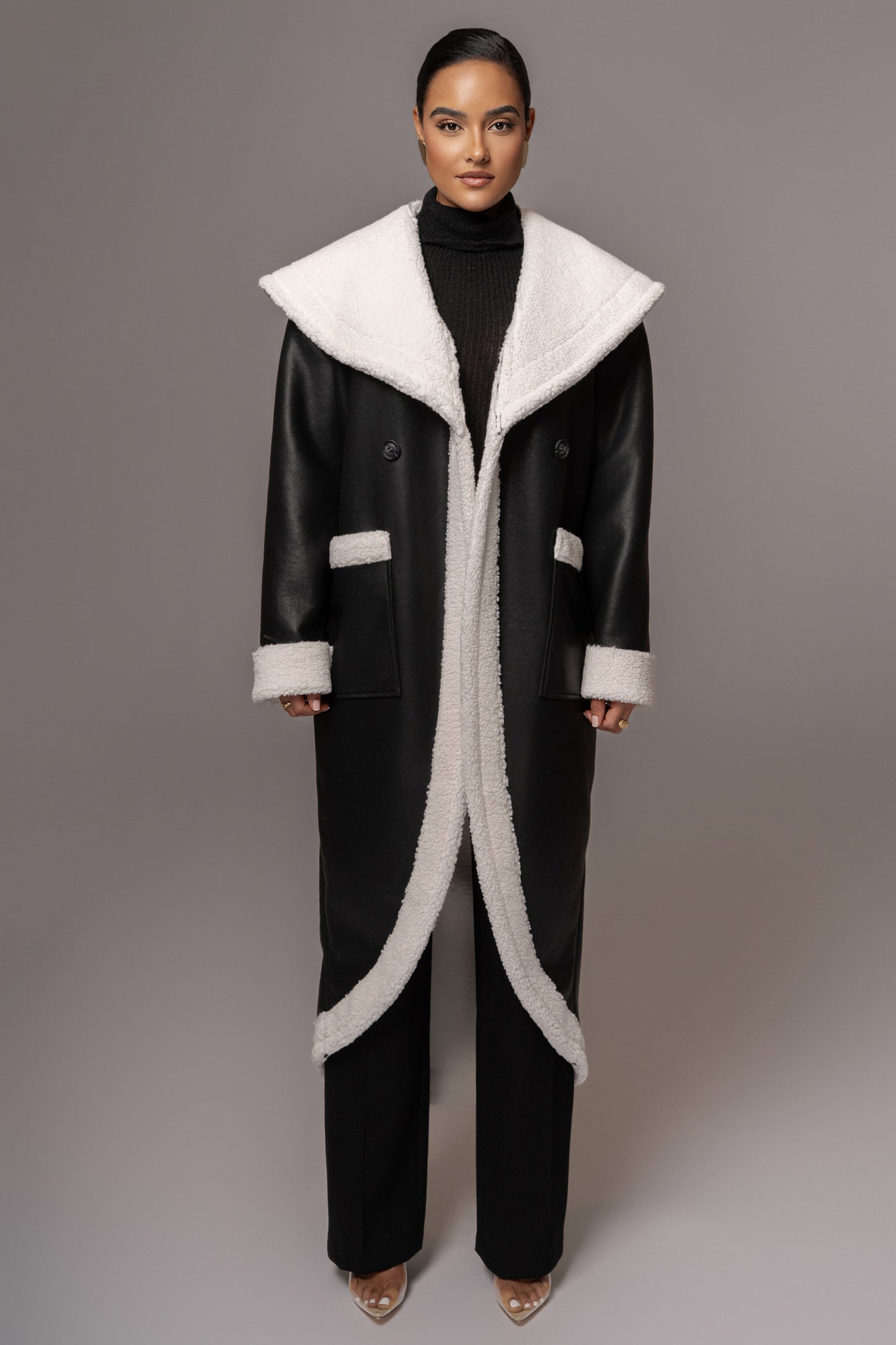 Black Jaida Reversible Teddy Coat JLUXLABEL