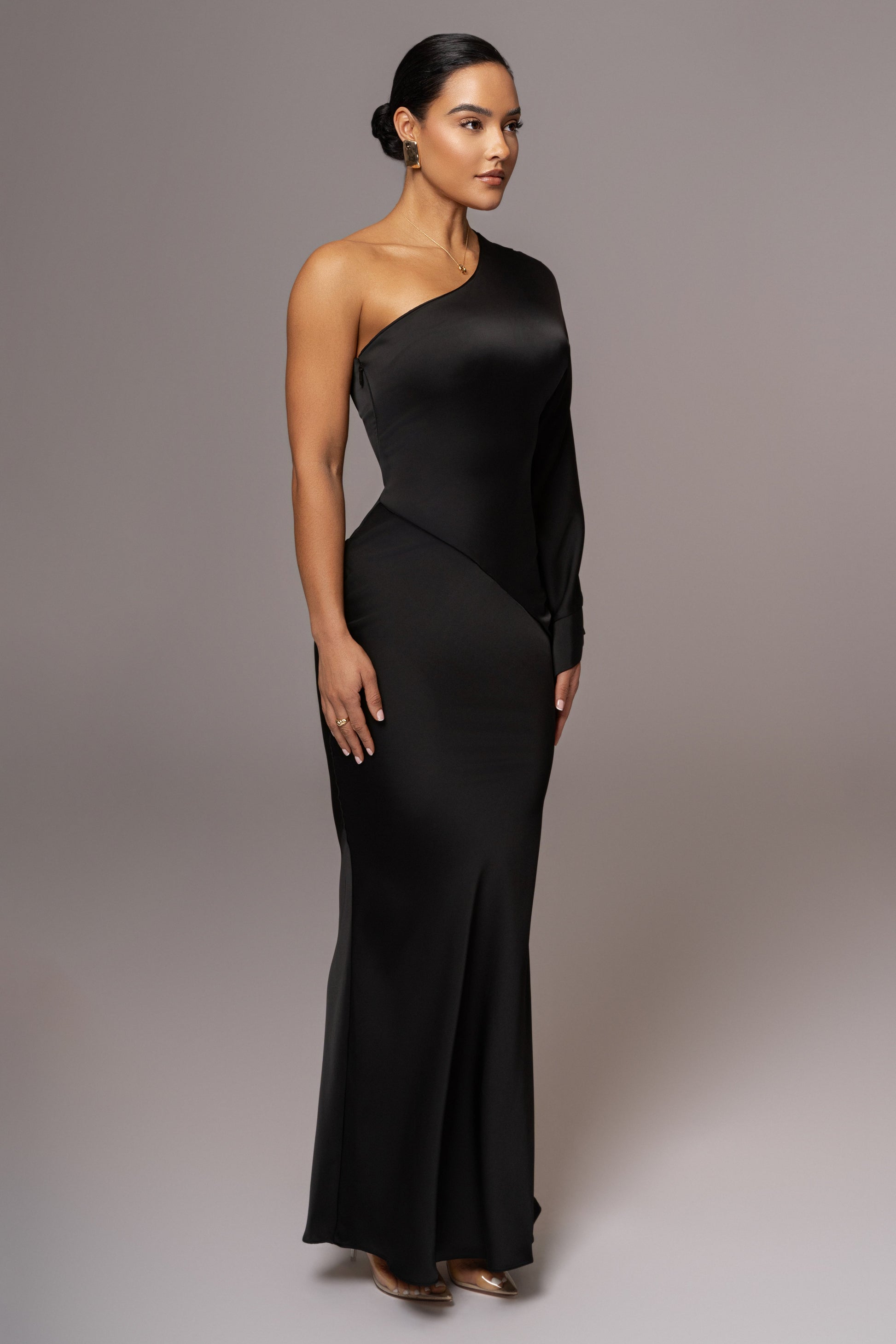 Black Femme Drape Maxi Dress JLUXLABEL