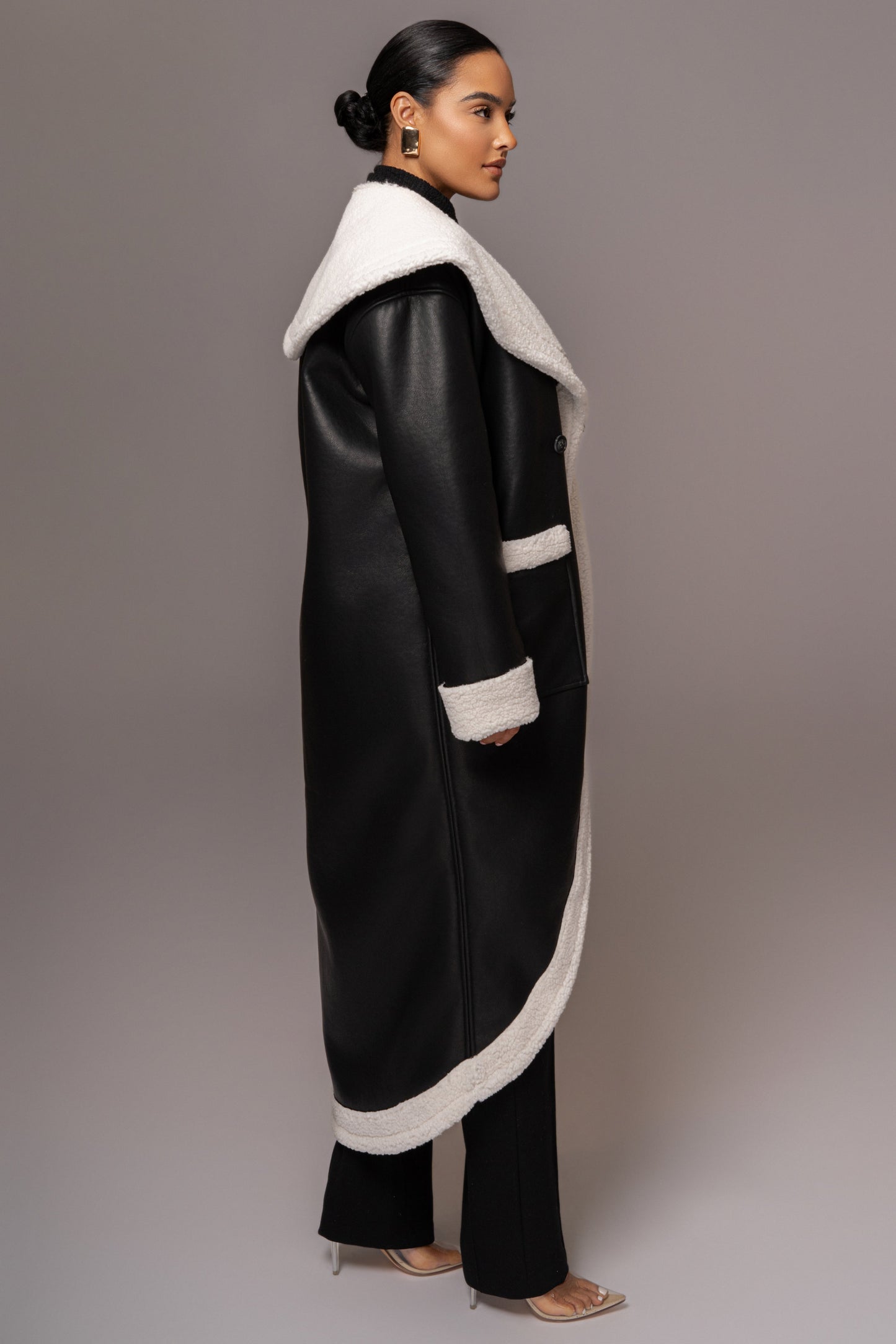 Black Jaida Reversible Teddy Coat JLUXLABEL