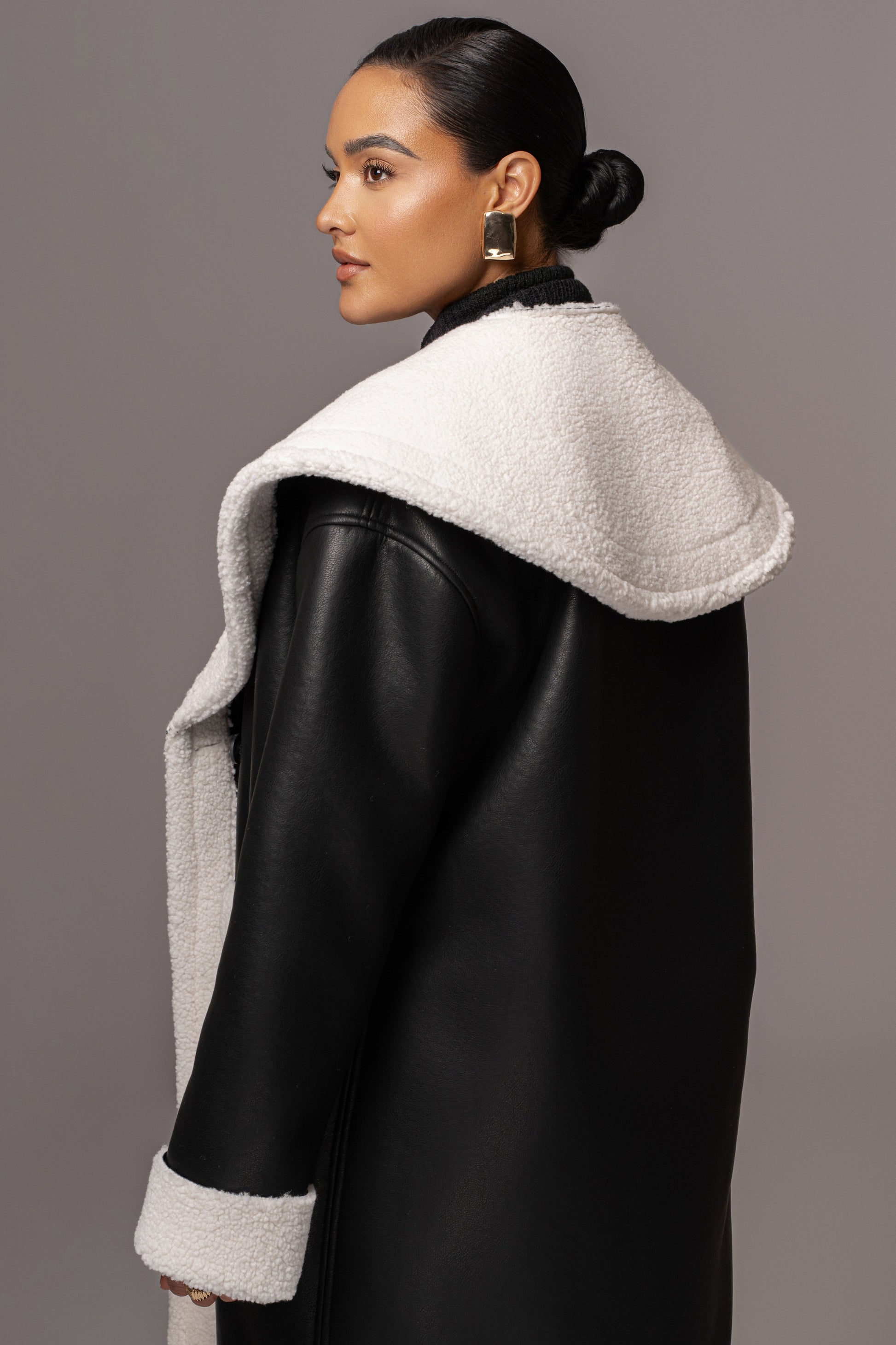 Black Jaida Reversible Teddy Coat JLUXLABEL