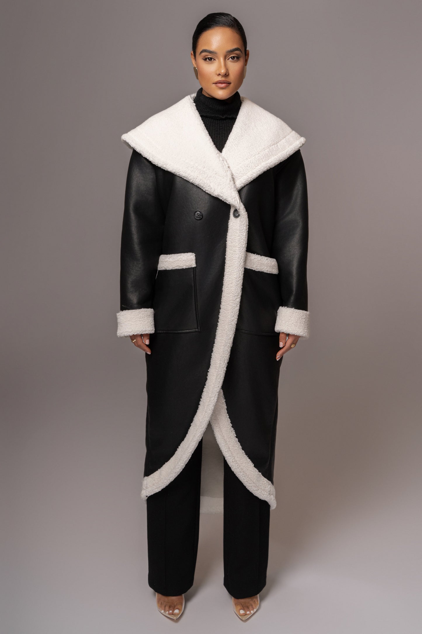 Black Jaida Reversible Teddy Coat JLUXLABEL