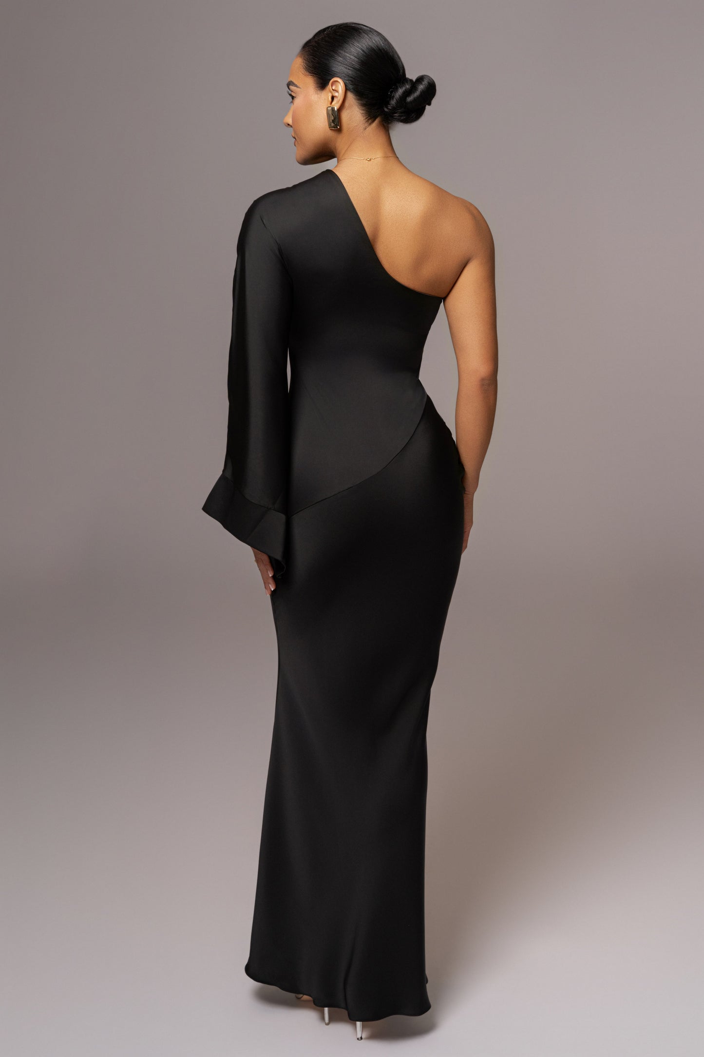 Black Femme Drape Maxi Dress JLUXLABEL