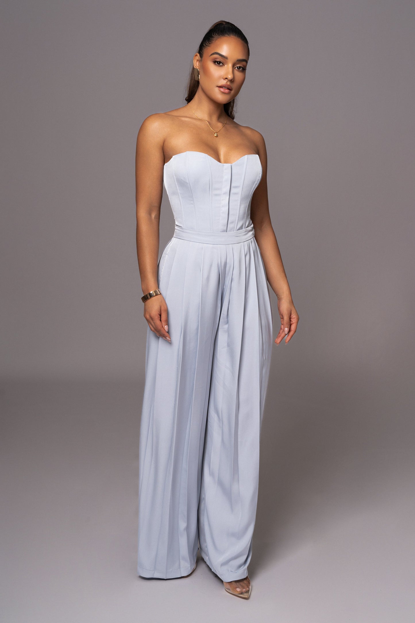 Blue Viv Satin Bustier Top JLUXLABEL