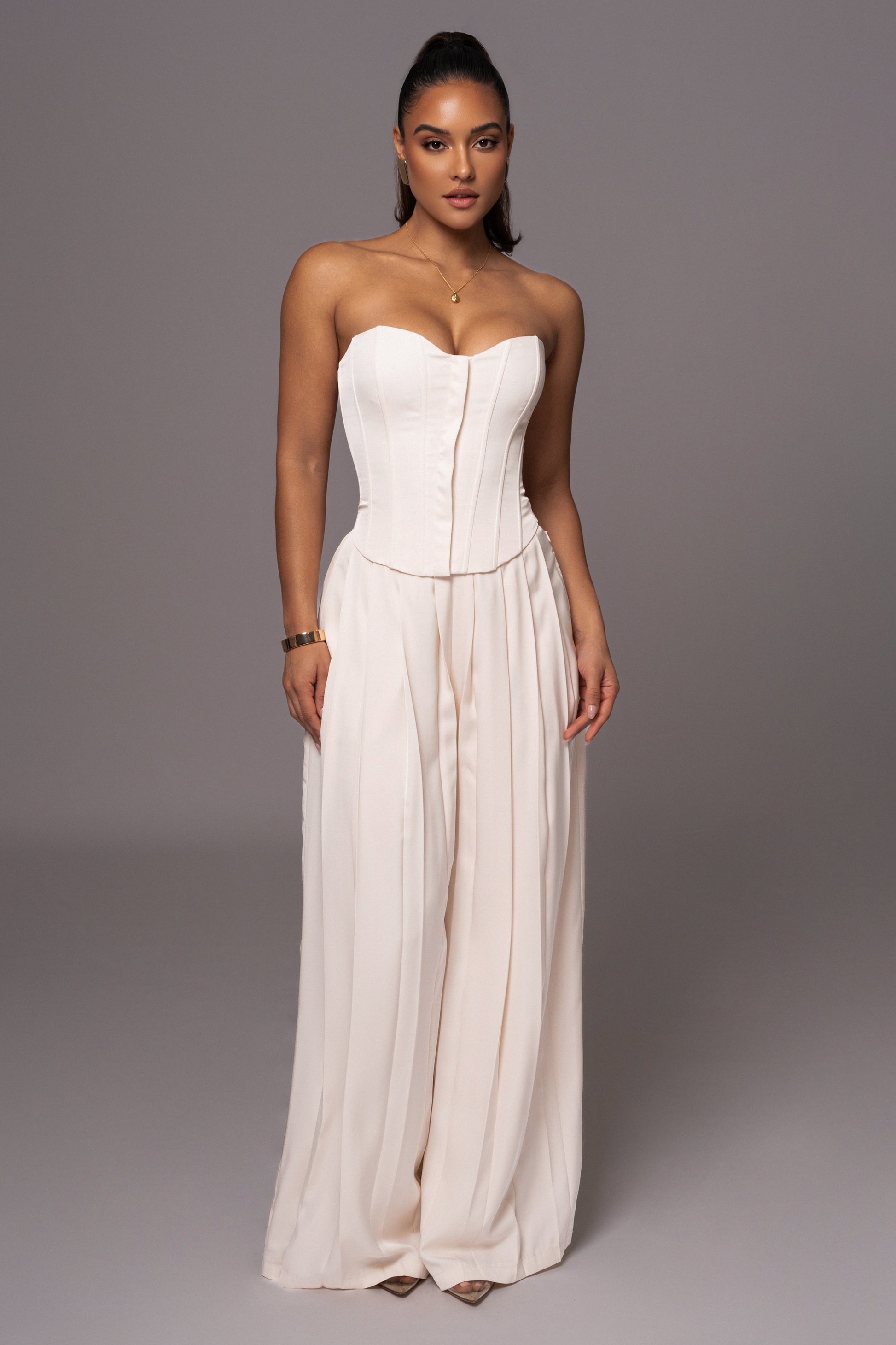 Buttercream Clara Wide Leg Pleated Trousers JLUXLABEL