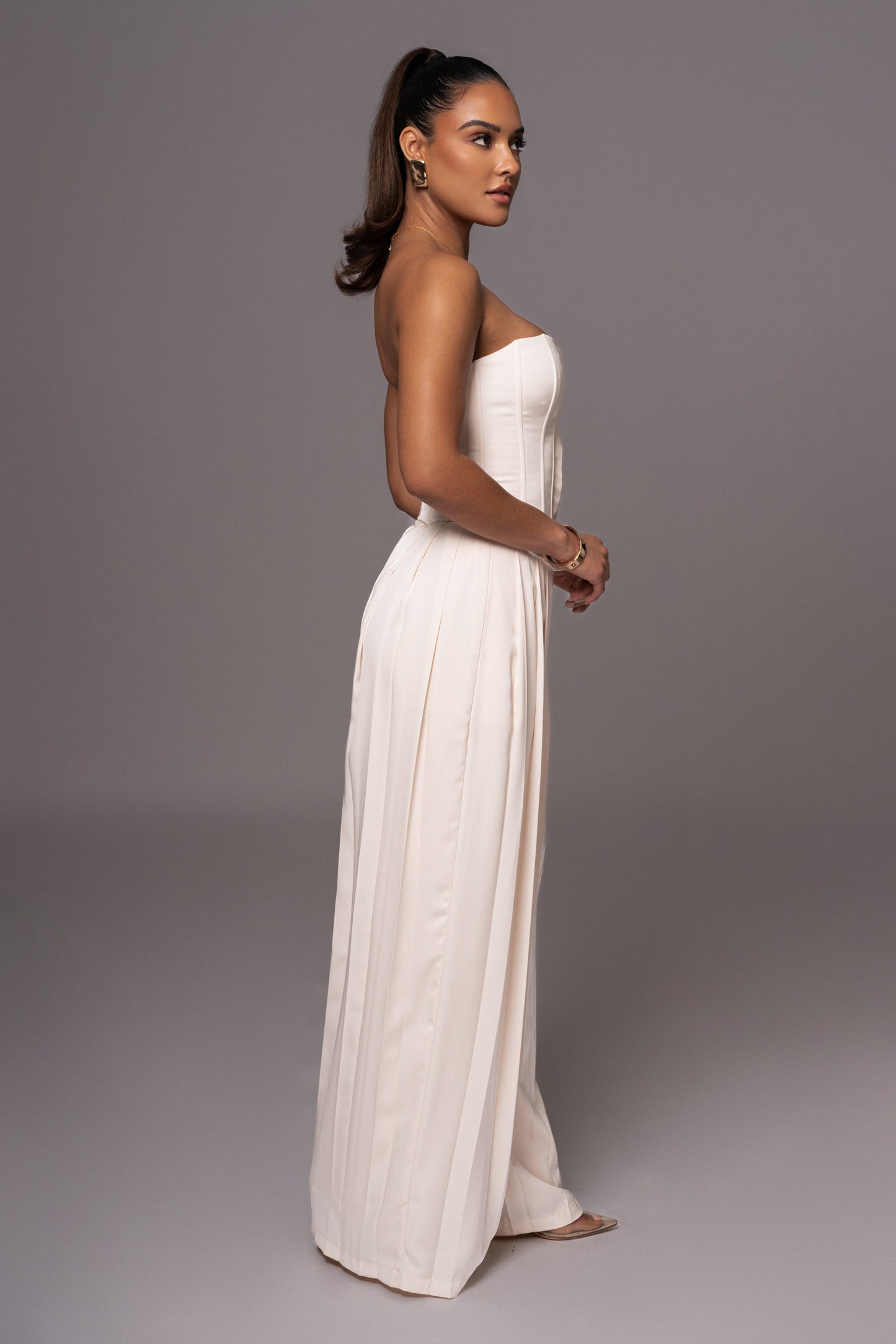 Buttercream Clara Wide Leg Pleated Trousers JLUXLABEL