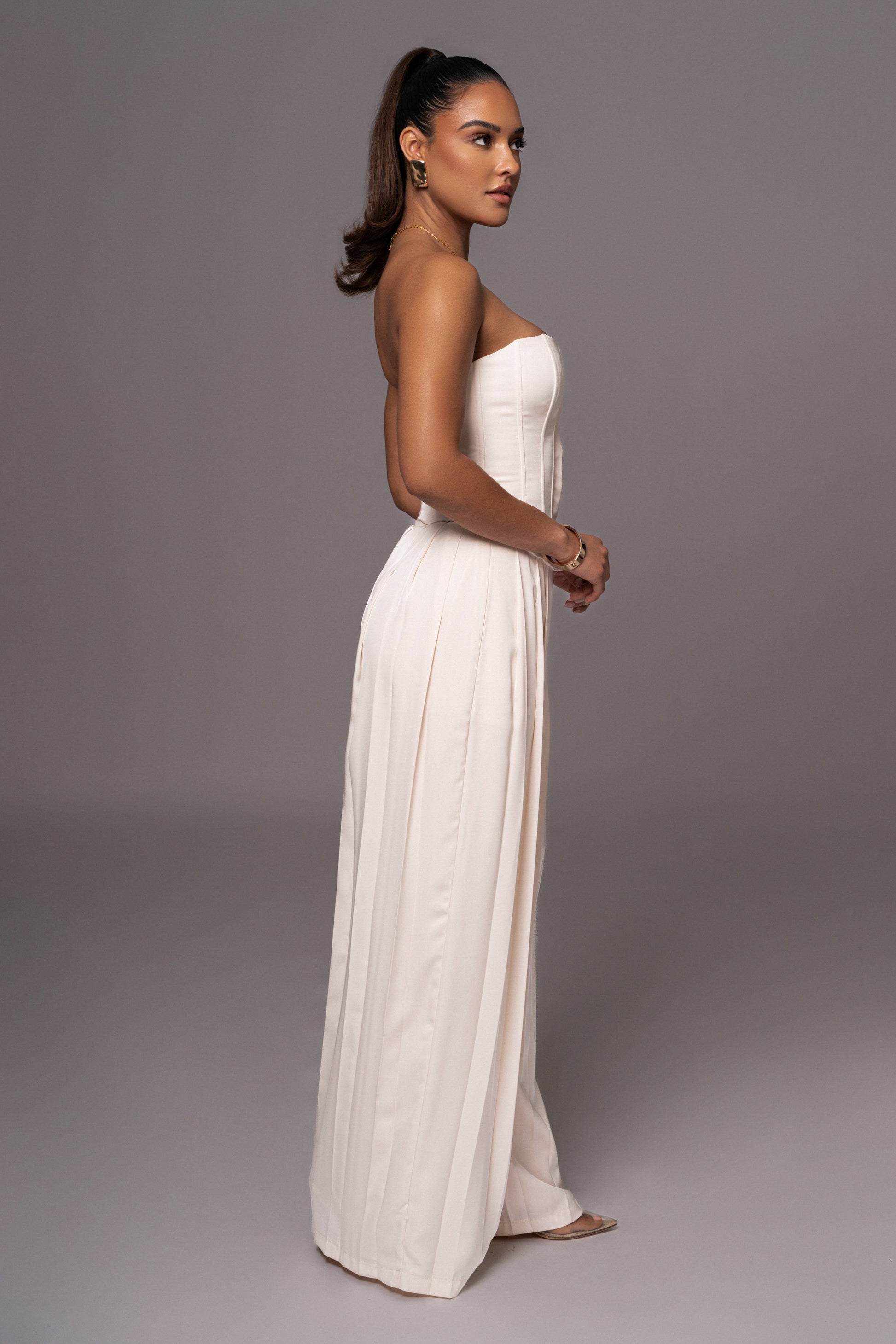 Buttercream Clara Wide Leg Pleated Trousers JLUXLABEL