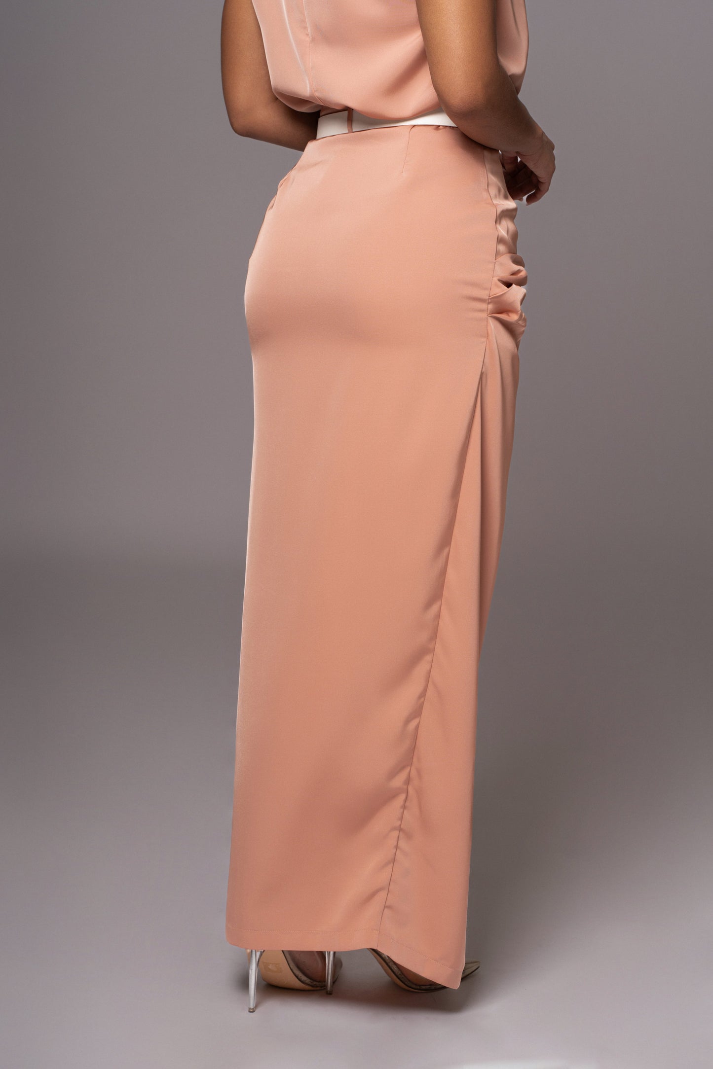Peach Jamila Drape Skirt JLUXLABEL