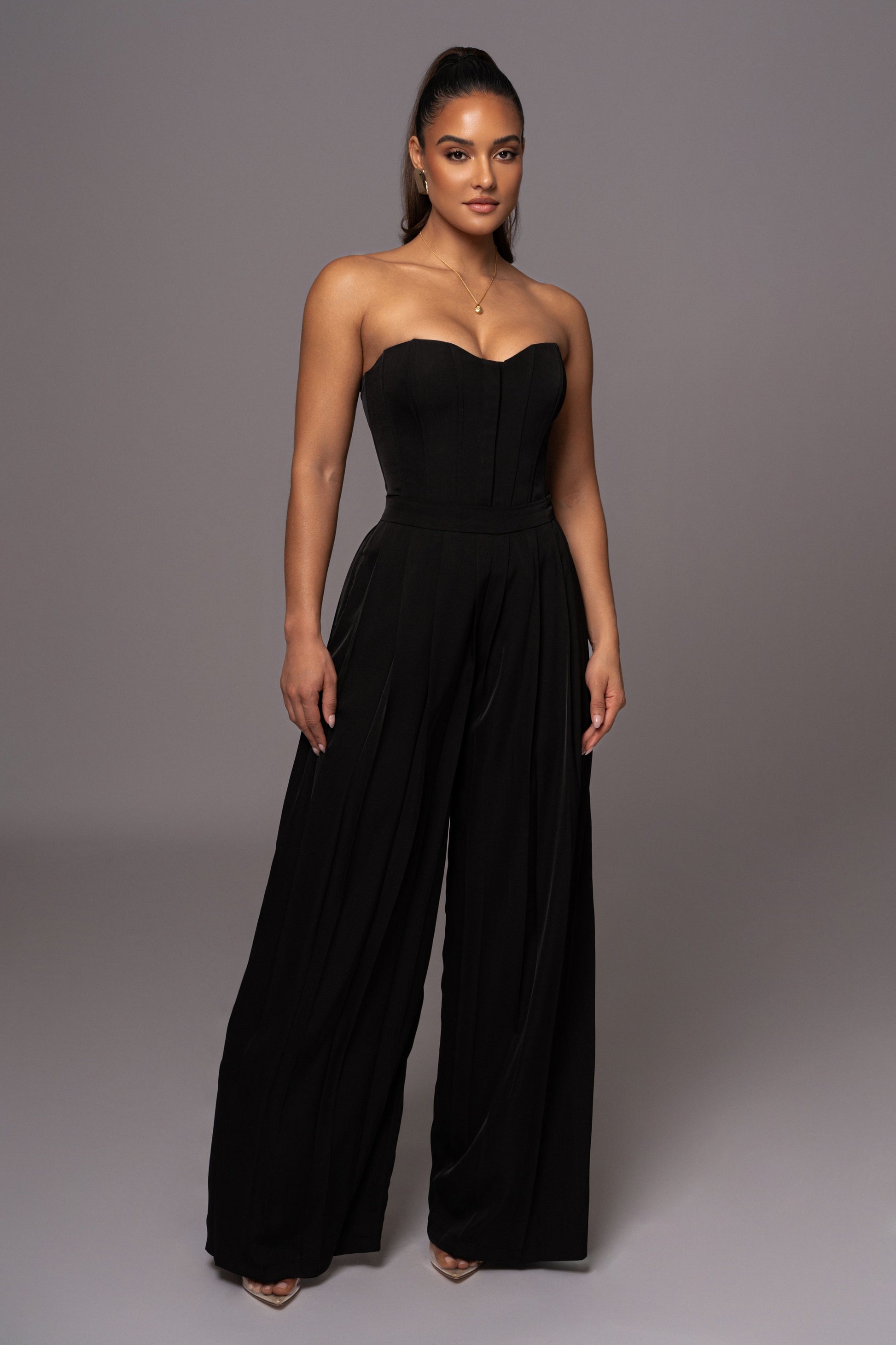 Black Viv Satin Bustier Top JLUXLABEL