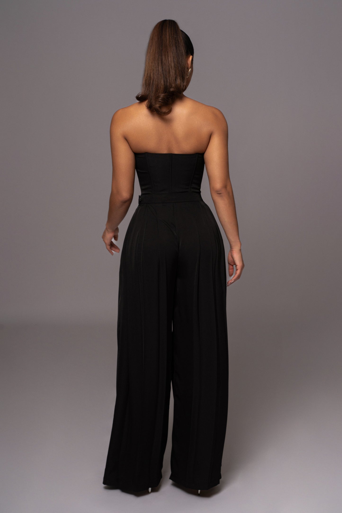 Black Viv Satin Bustier Top JLUXLABEL