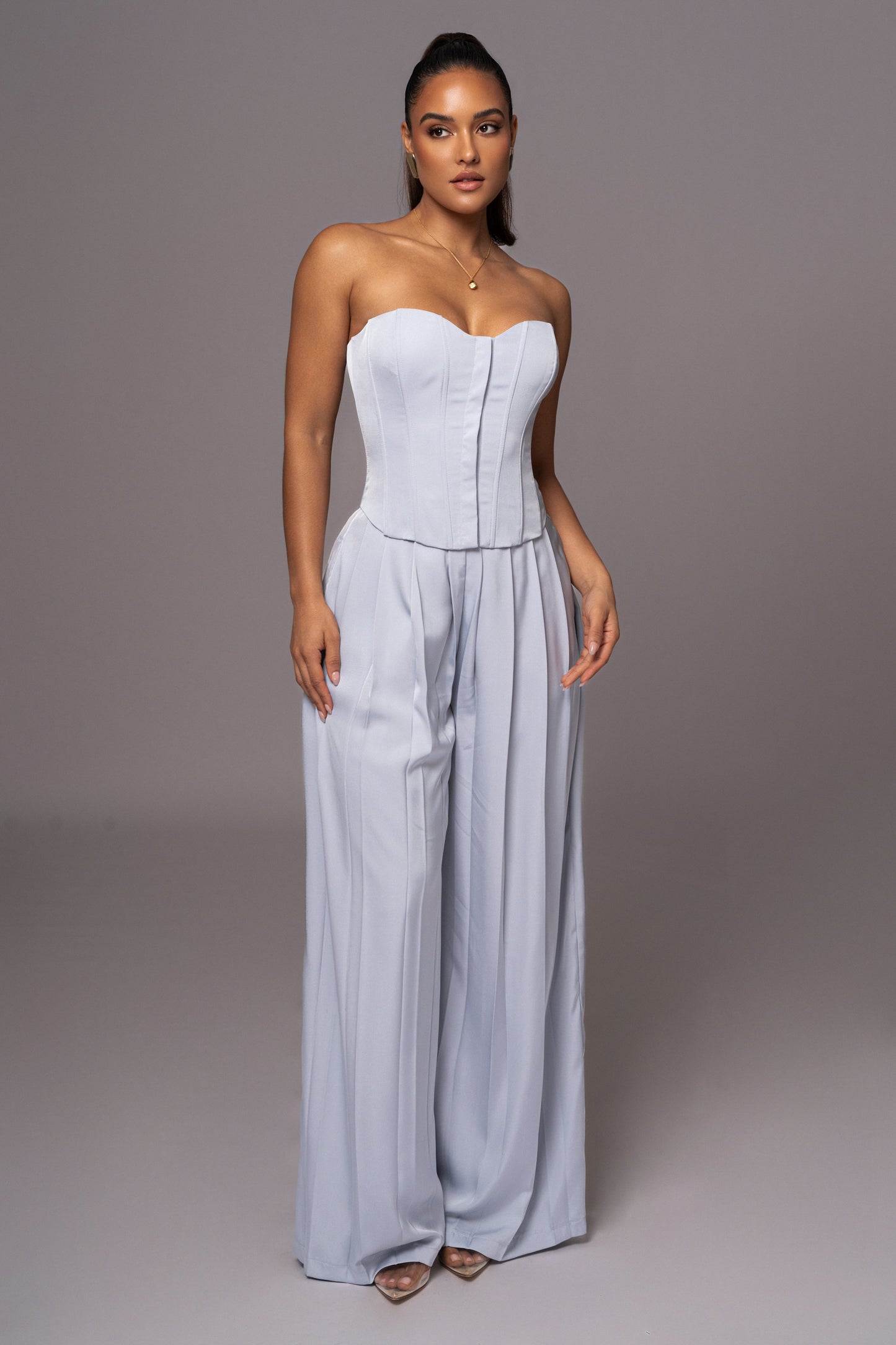 Blue Viv Satin Bustier Top JLUXLABEL