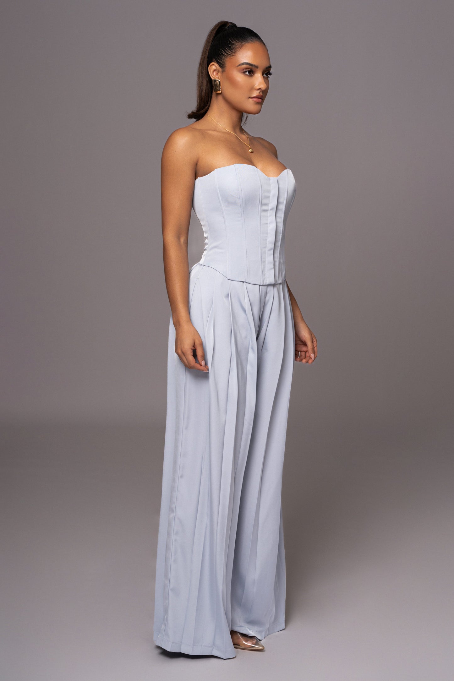 Blue Viv Satin Bustier Top JLUXLABEL