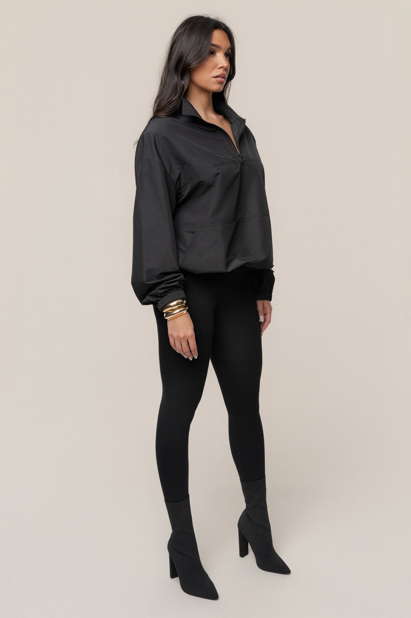 Black Oversized Funnel Jacket JLUXLABEL