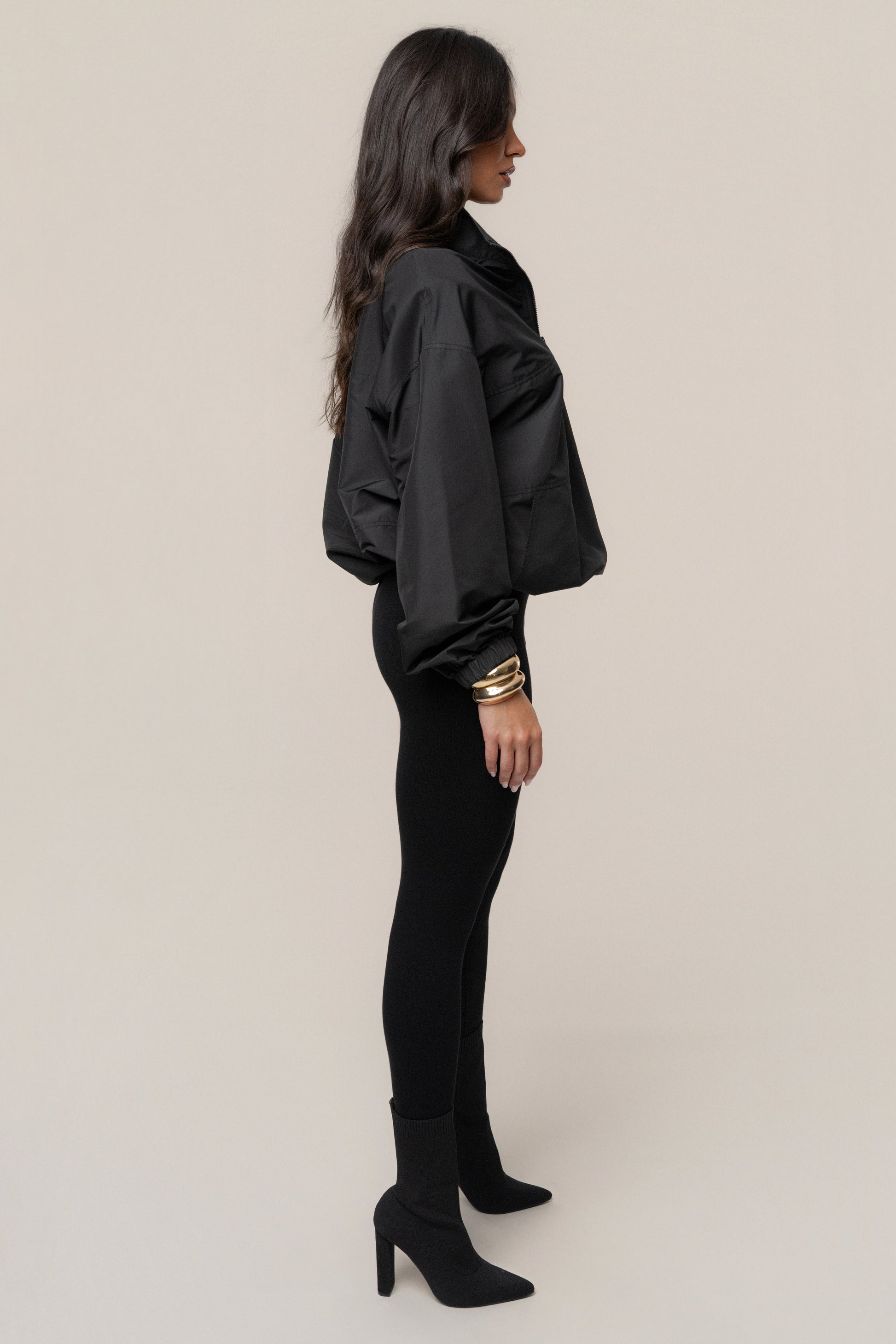 Black Oversized Funnel Jacket JLUXLABEL