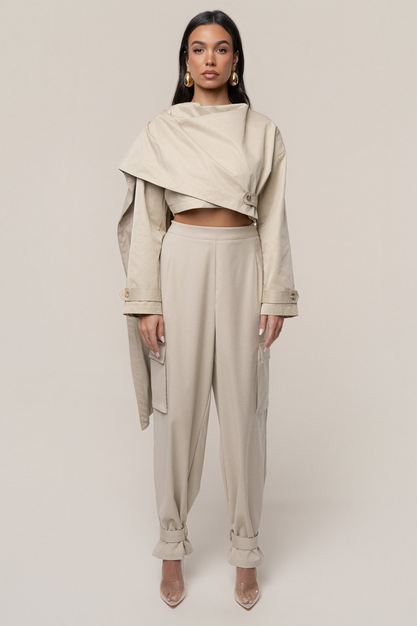 Khaki Autumn Flow Cargo Pants JLUXLABEL