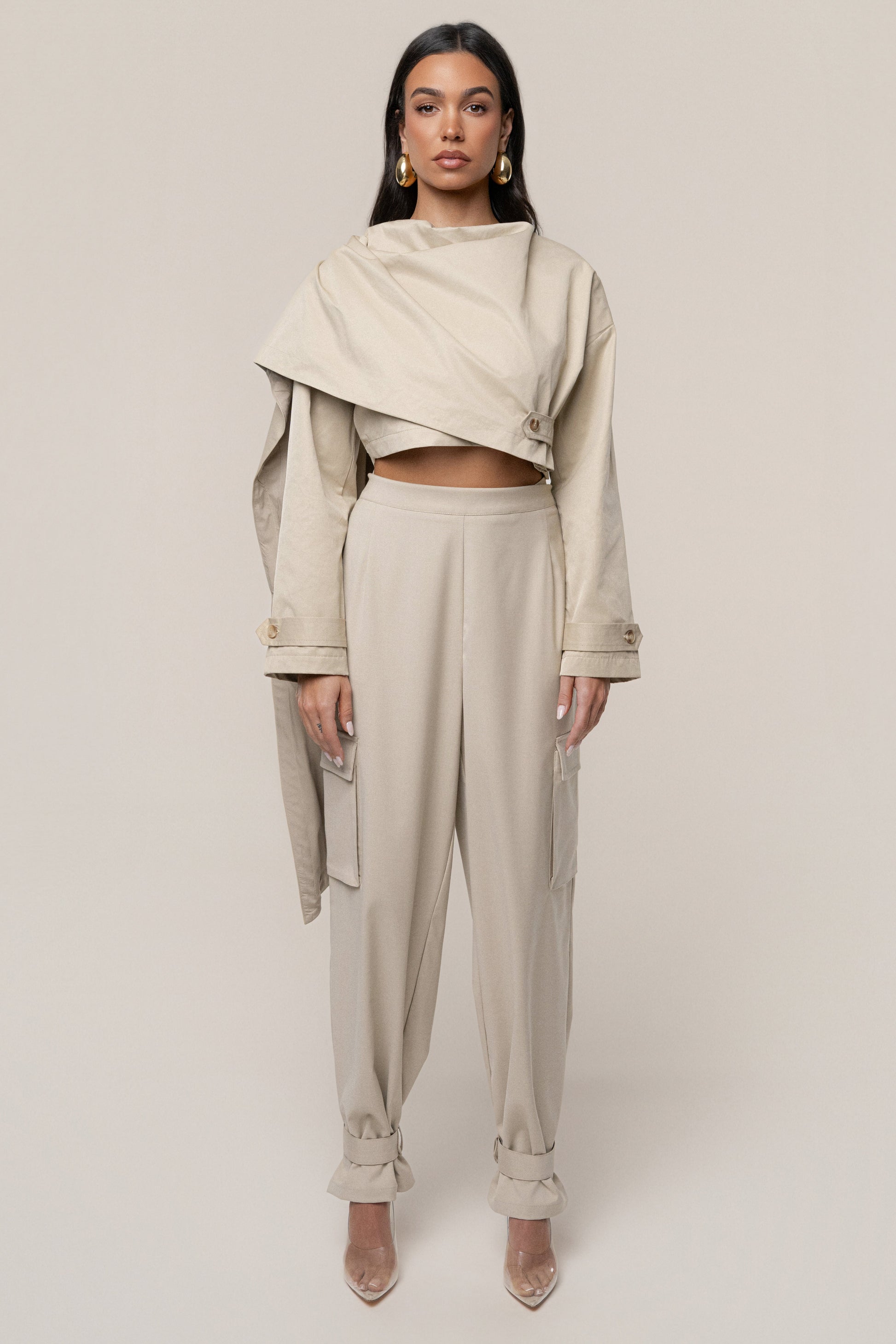 Khaki Autumn Flow Cargo Pants JLUXLABEL