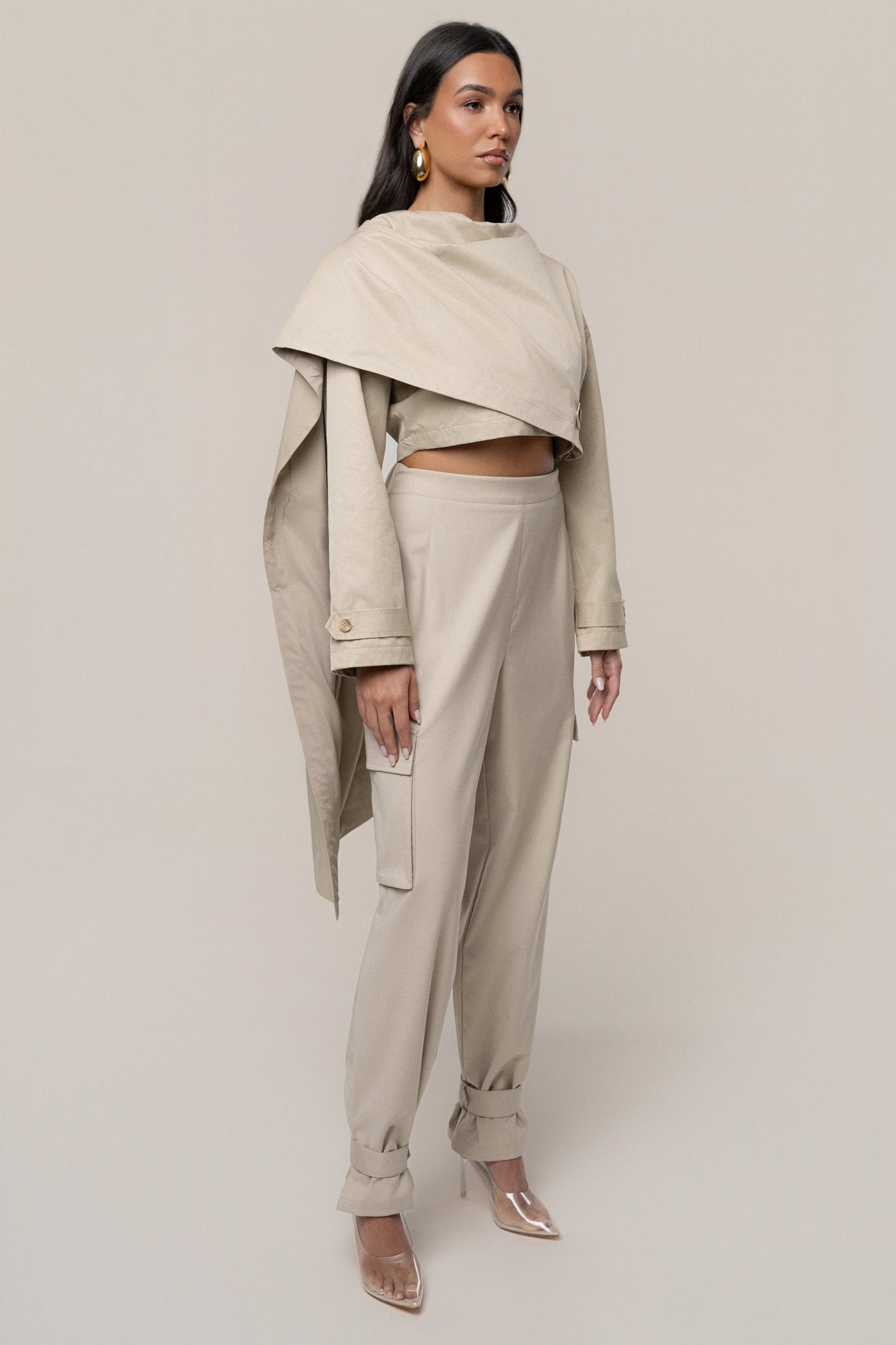 Khaki Autumn Flow Cargo Pants JLUXLABEL