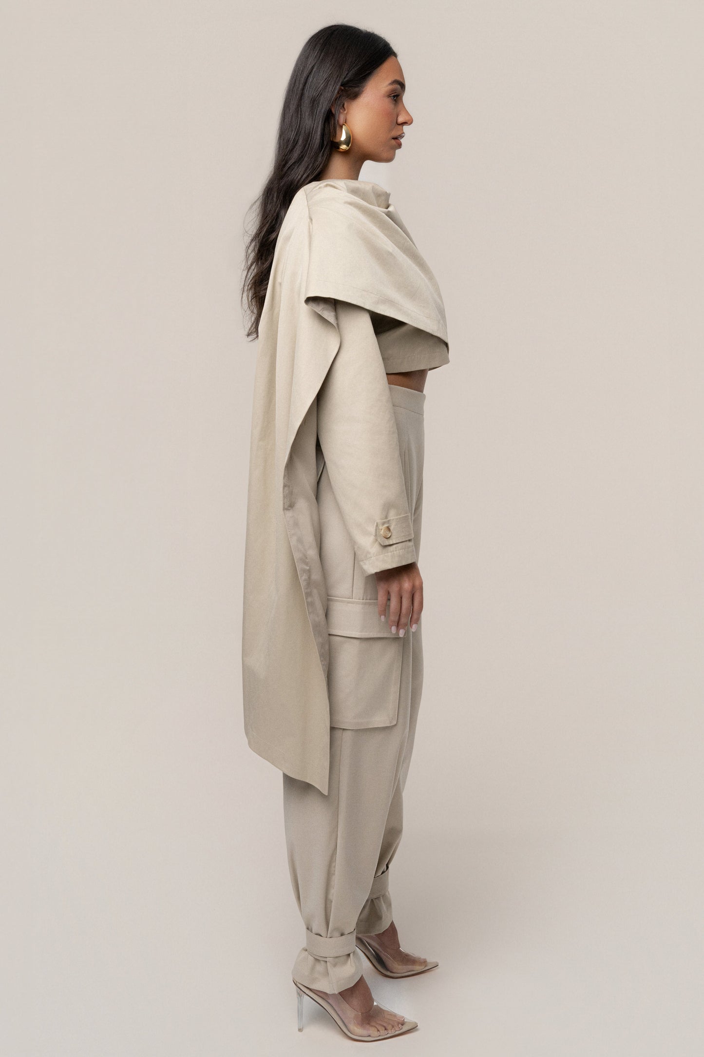 Khaki Autumn Flow Cargo Pants JLUXLABEL