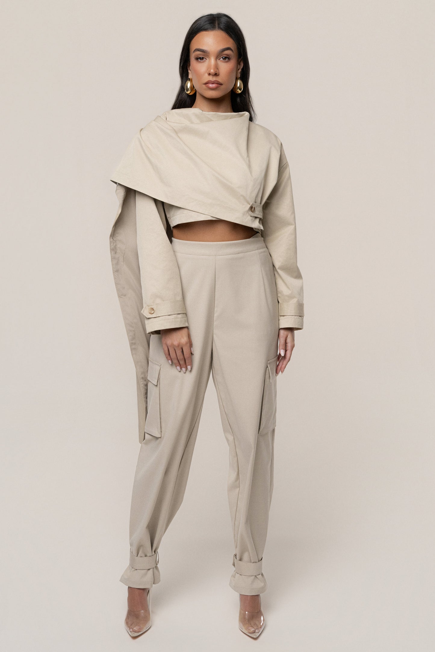 Khaki Autumn Flow Cargo Pants JLUXLABEL