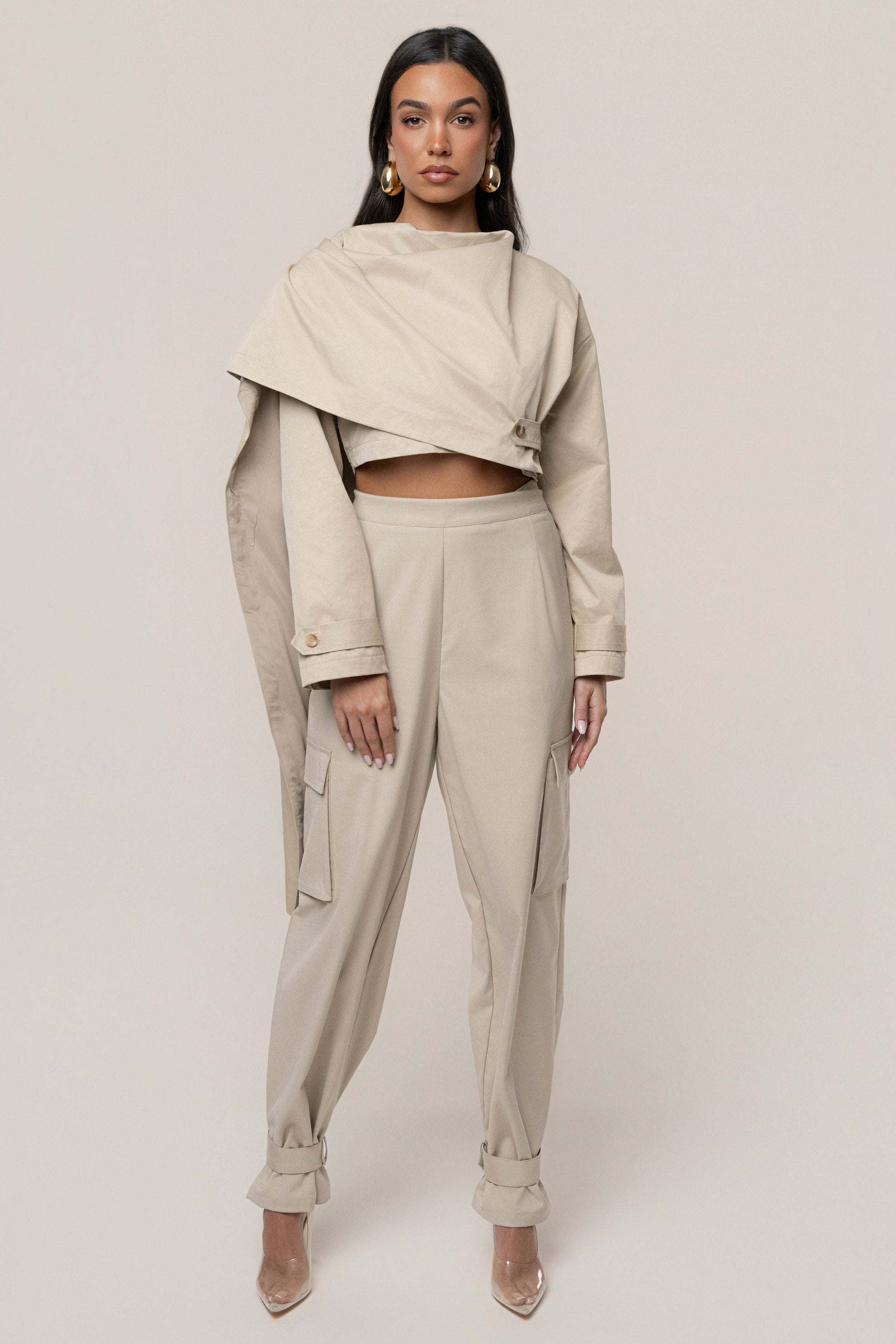 Khaki Autumn Flow Cargo Pants JLUXLABEL