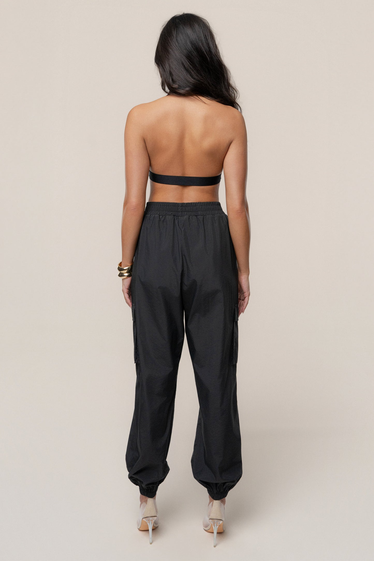 Black Belted Motion Halter Top JLUXLABEL