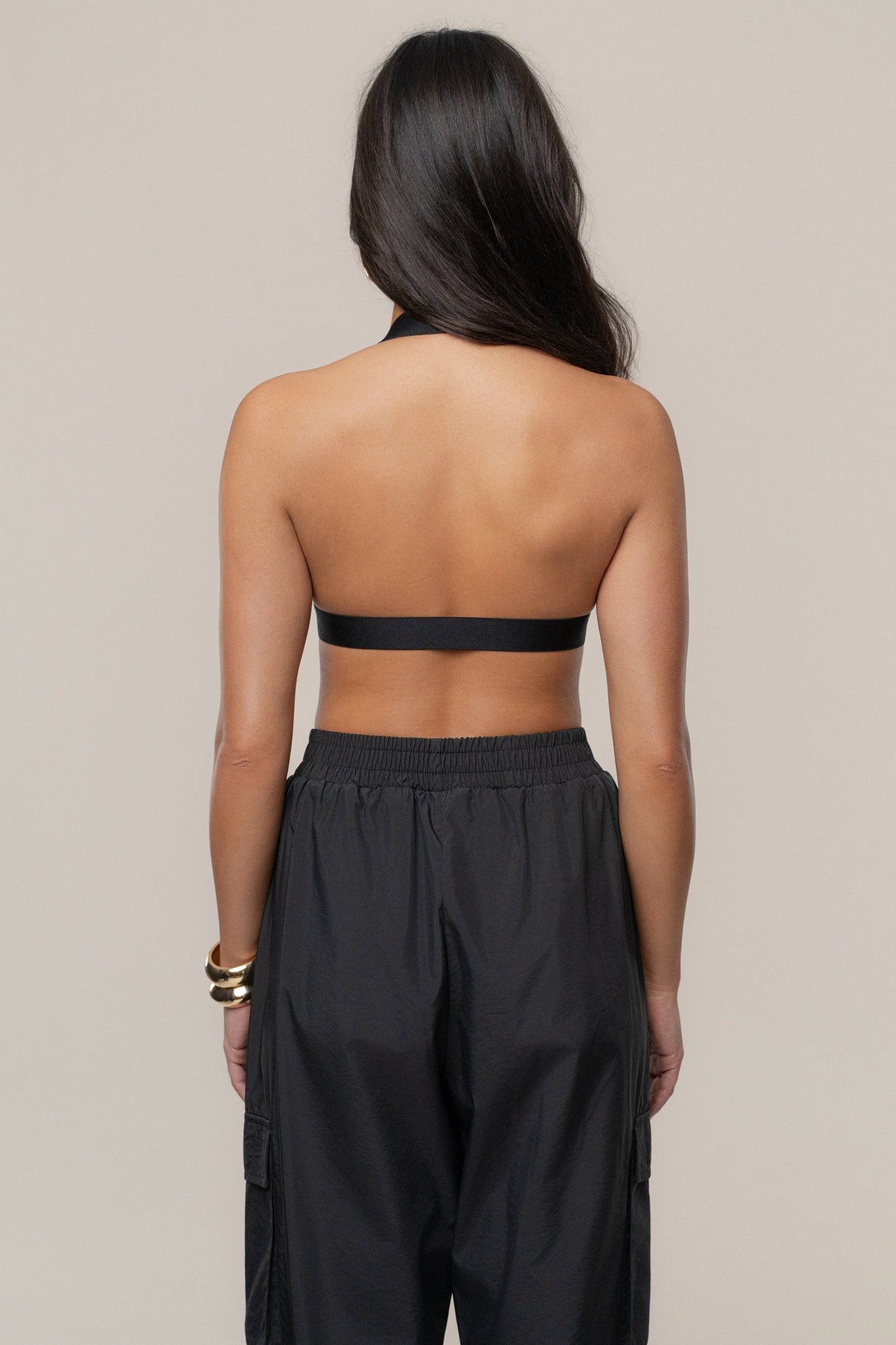 Black Belted Motion Halter Top JLUXLABEL