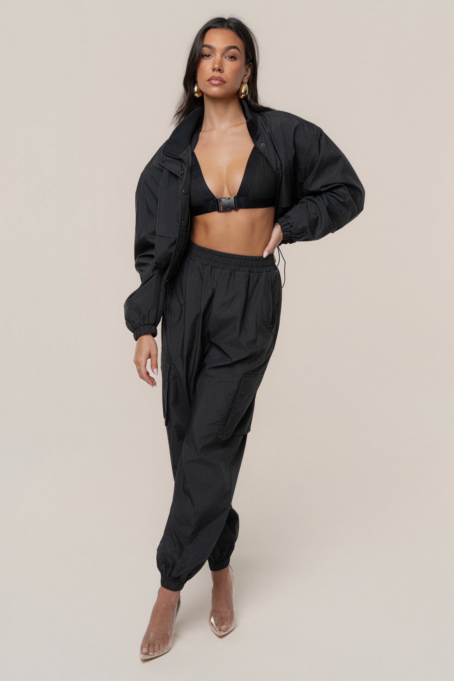 Black Belted Motion Halter Top JLUXLABEL