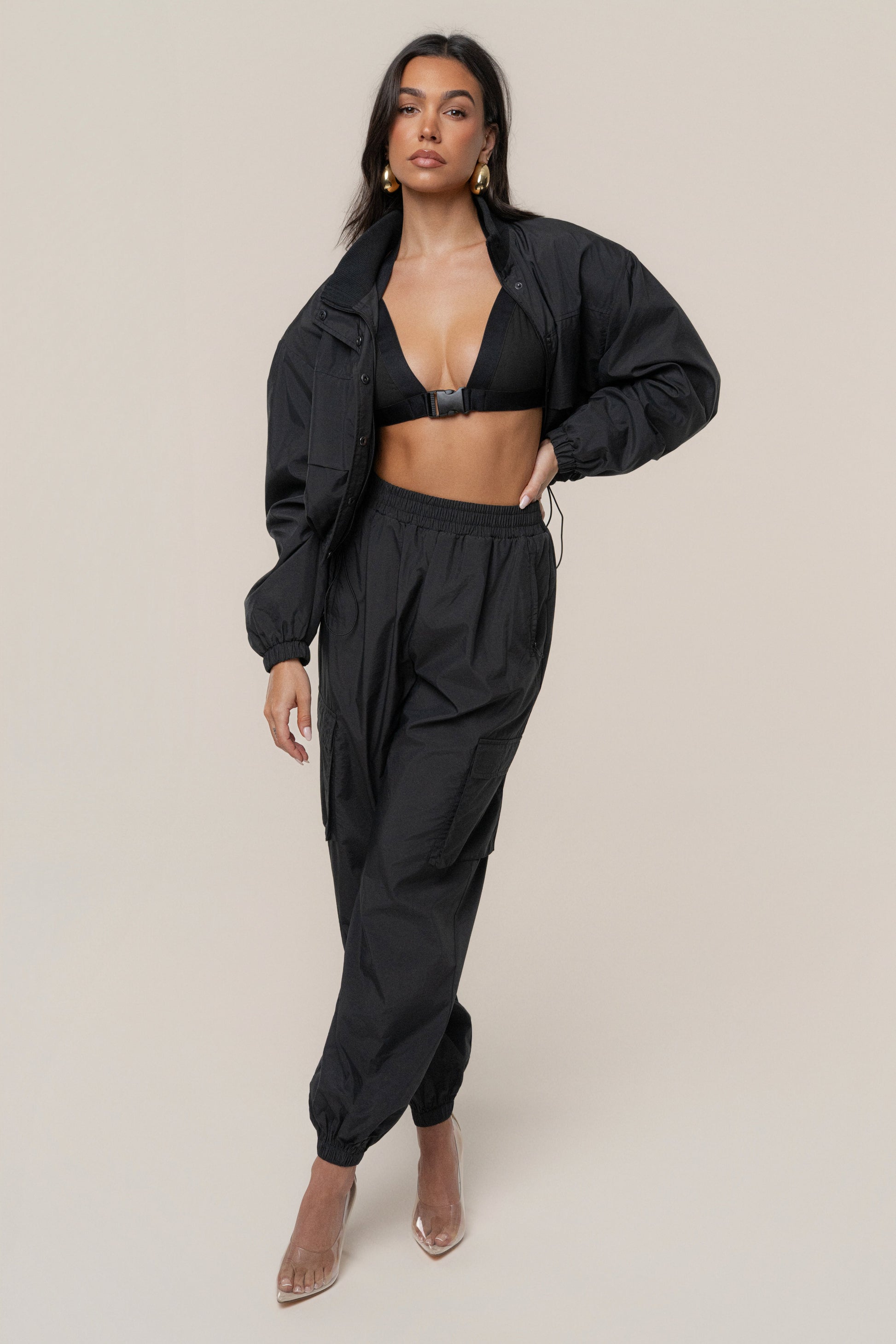 Black Belted Motion Halter Top JLUXLABEL