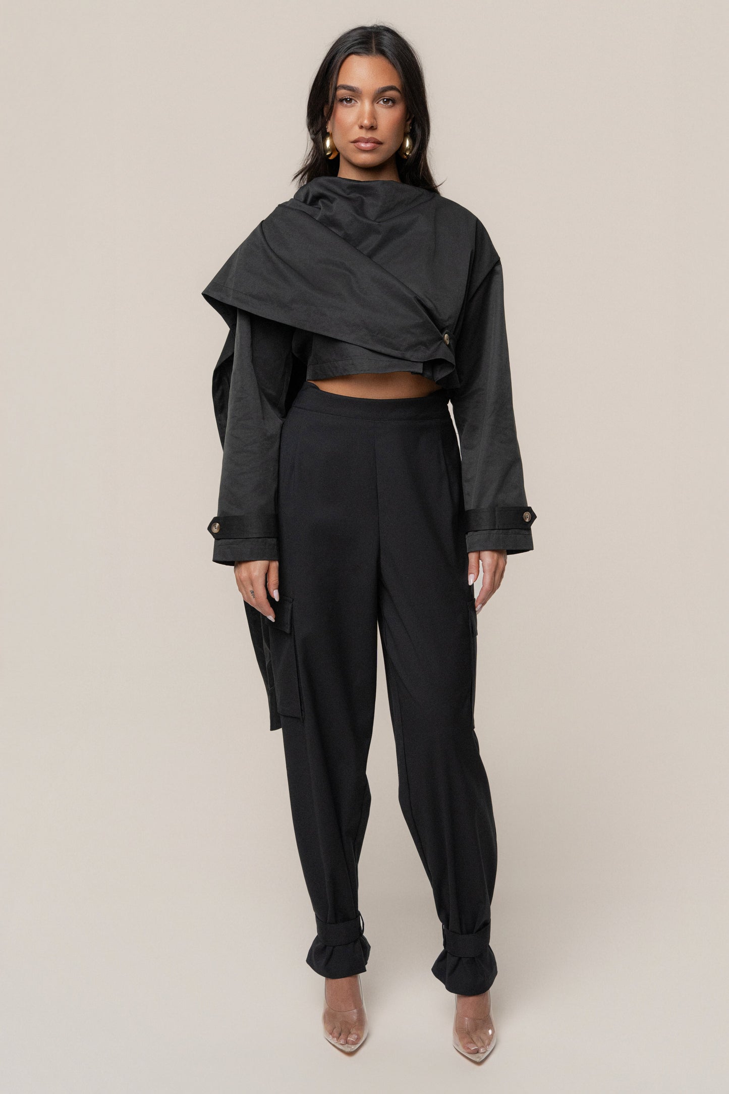 Black Autumn Flow Cargo Pants JLUXLABEL