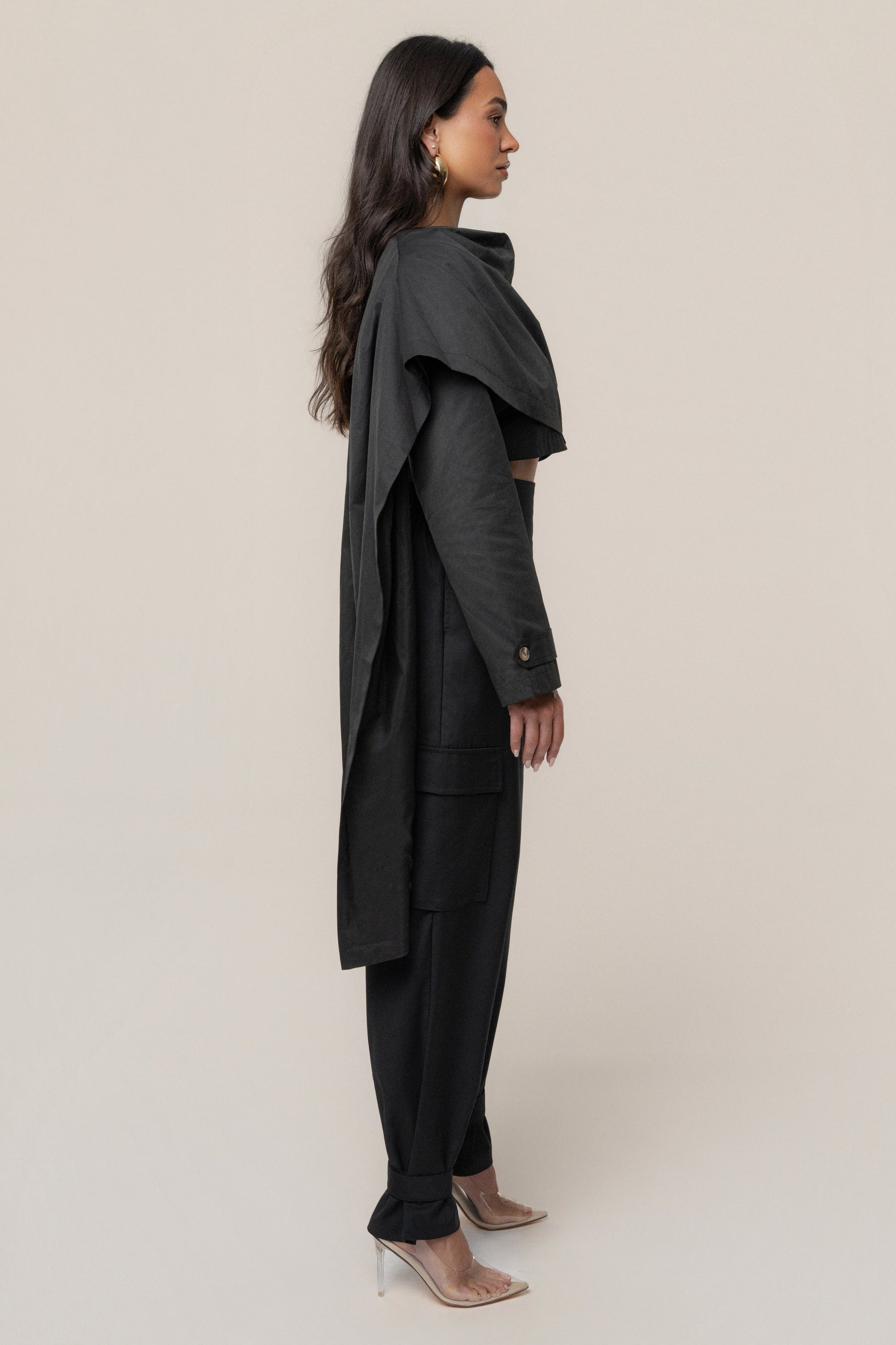Black Autumn Flow Cargo Pants JLUXLABEL